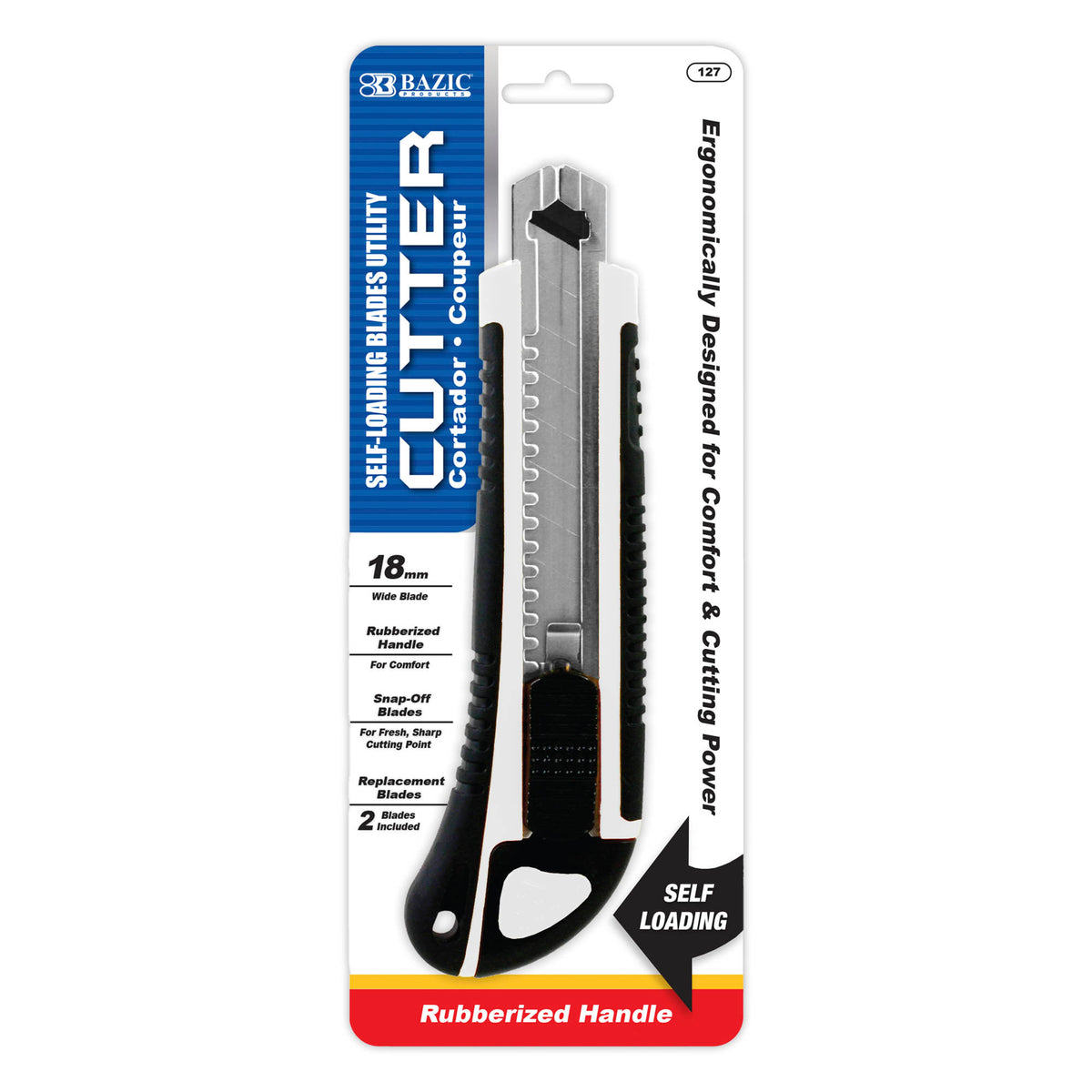 BAZIC Heavy Duty 18 mm Snap-Off Utility Knife + 2 Blades