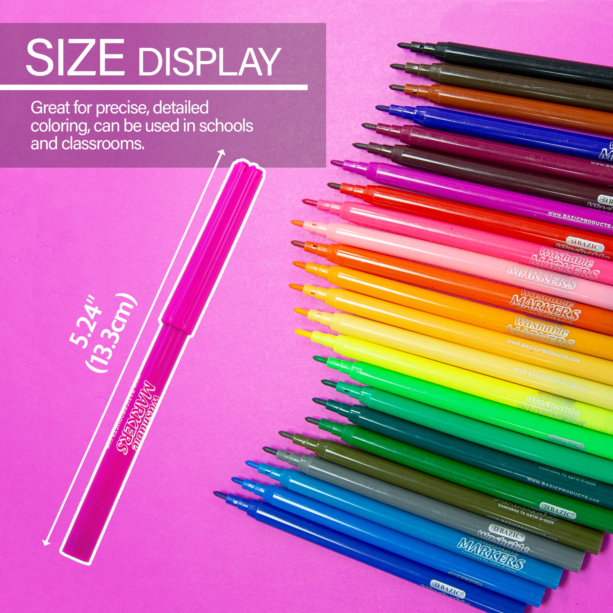 Washable Fine Line Markers, 24 Classic Colors