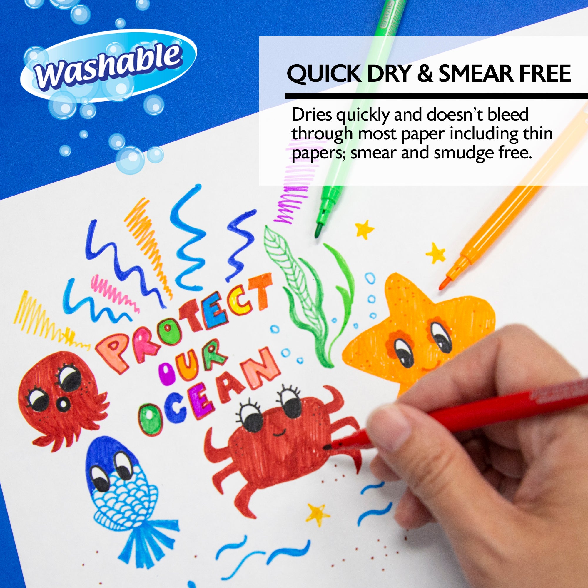 Washable Fine Line Markers, 24 Classic Colors