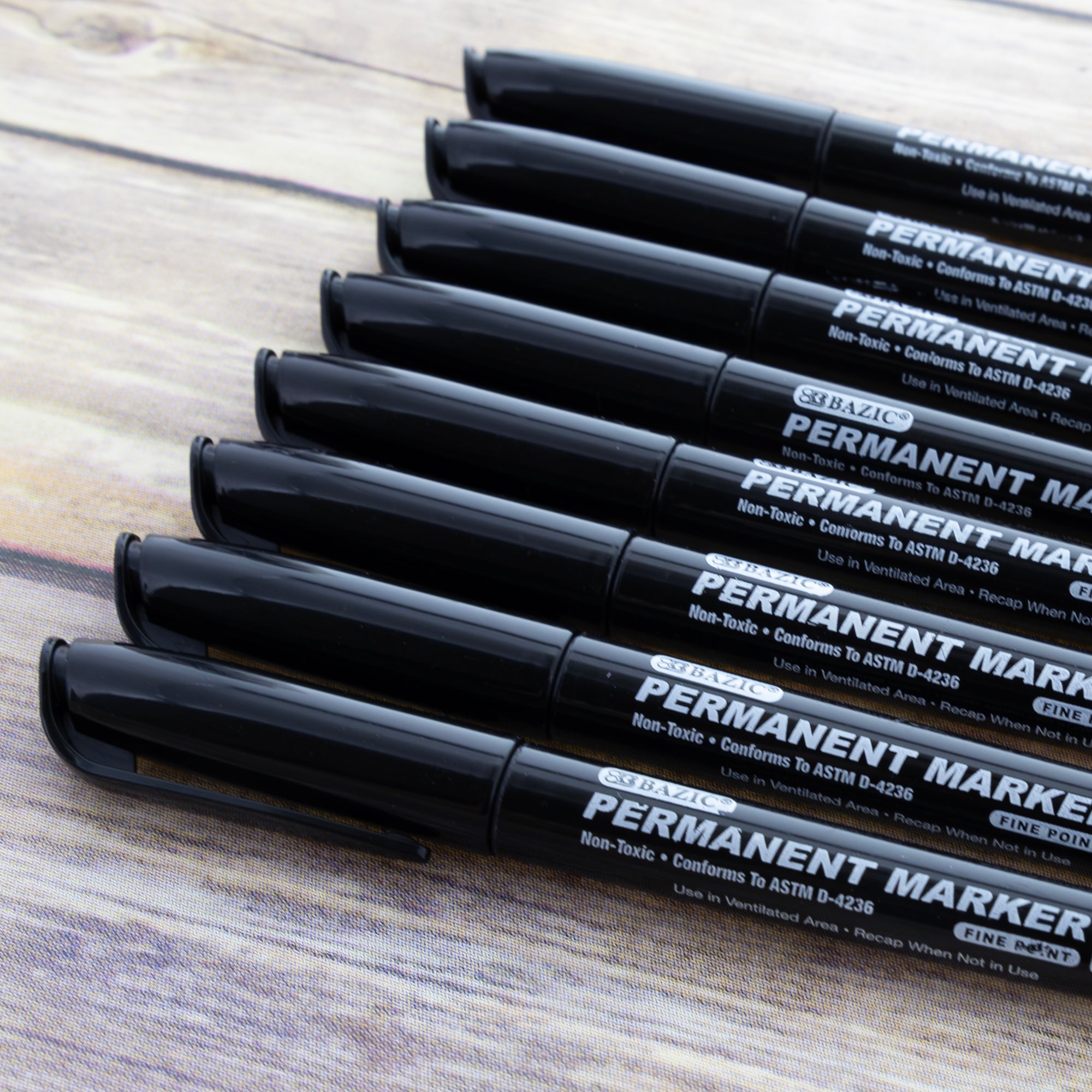Permanent Markers, Fine Point Black, 8 Count