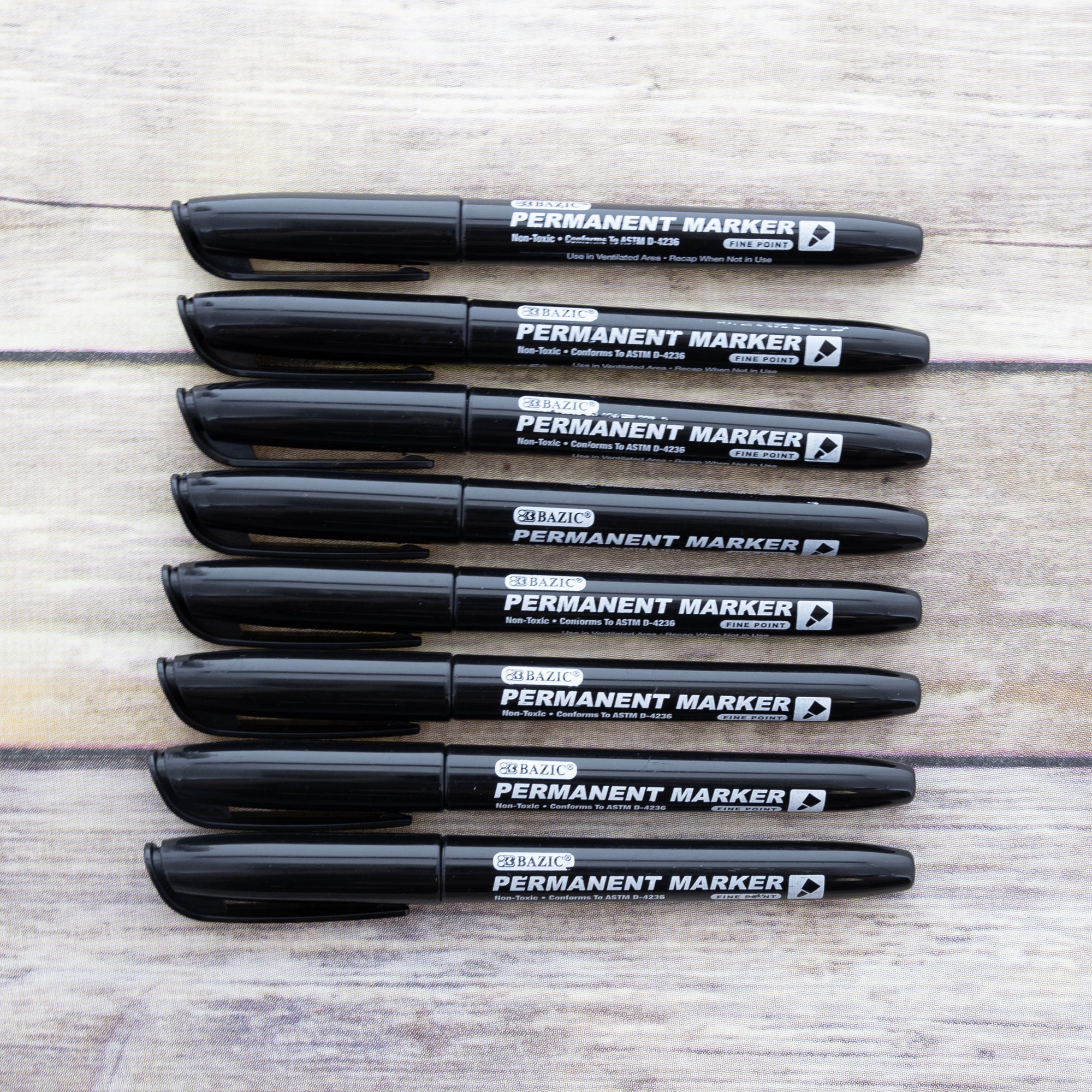 Permanent Markers, Fine Point Black, 8 Count