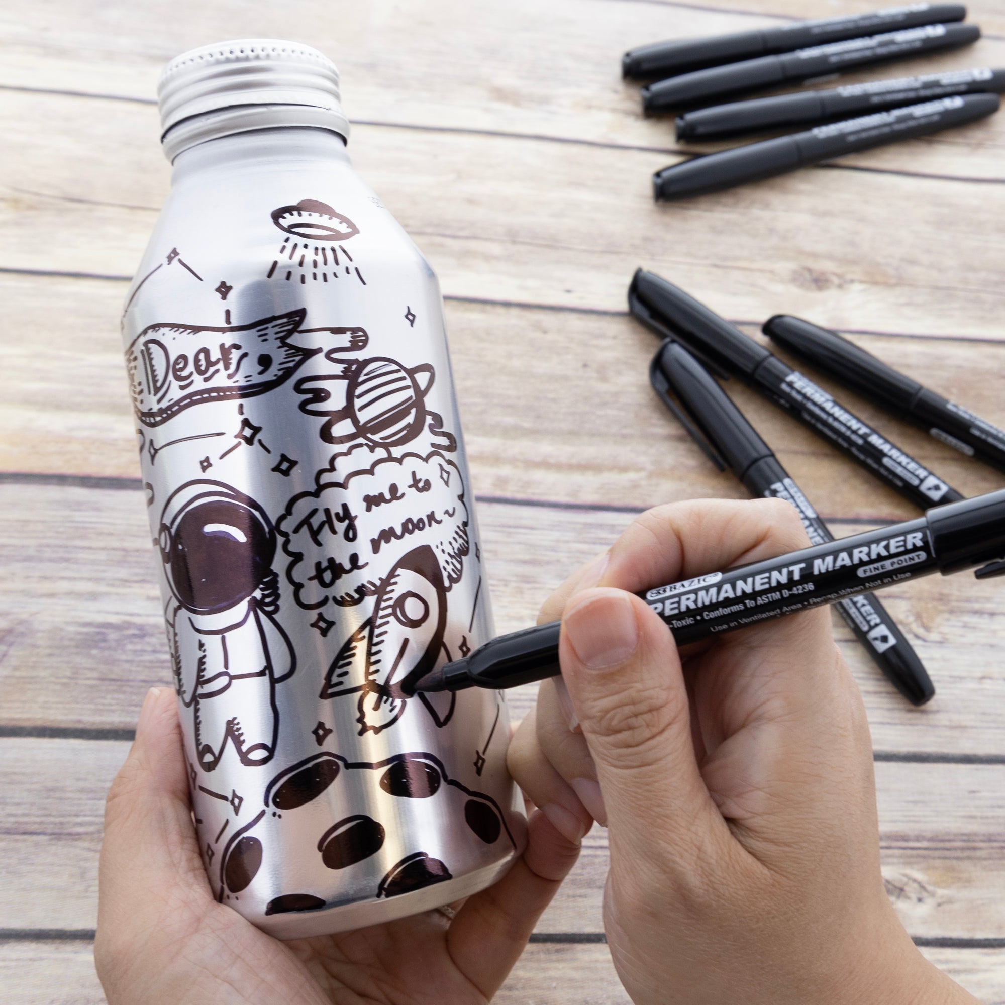 Permanent Markers, Fine Point Black, 8 Count