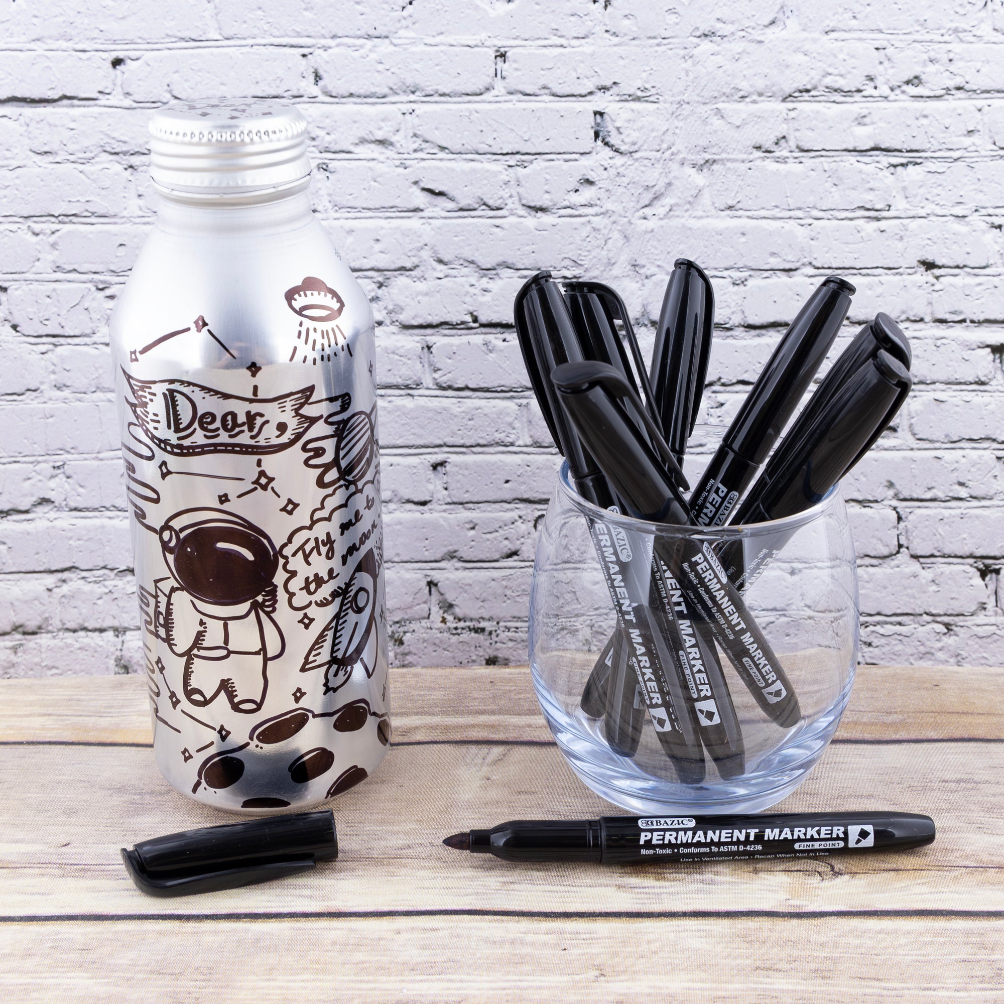 Permanent Markers, Fine Point Black, 8 Count