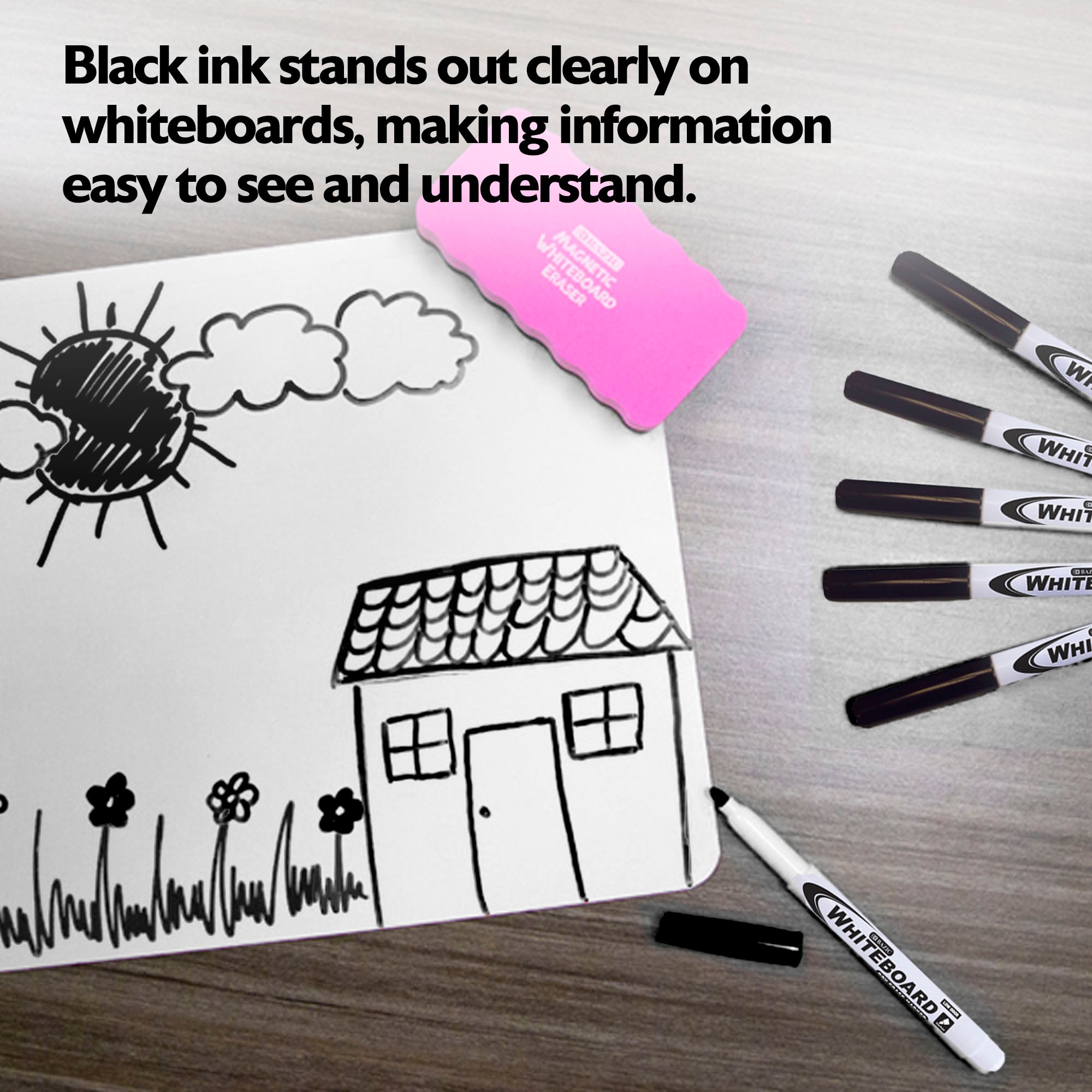 Black Dry Erase Markers, Fine Tip, 12 Count