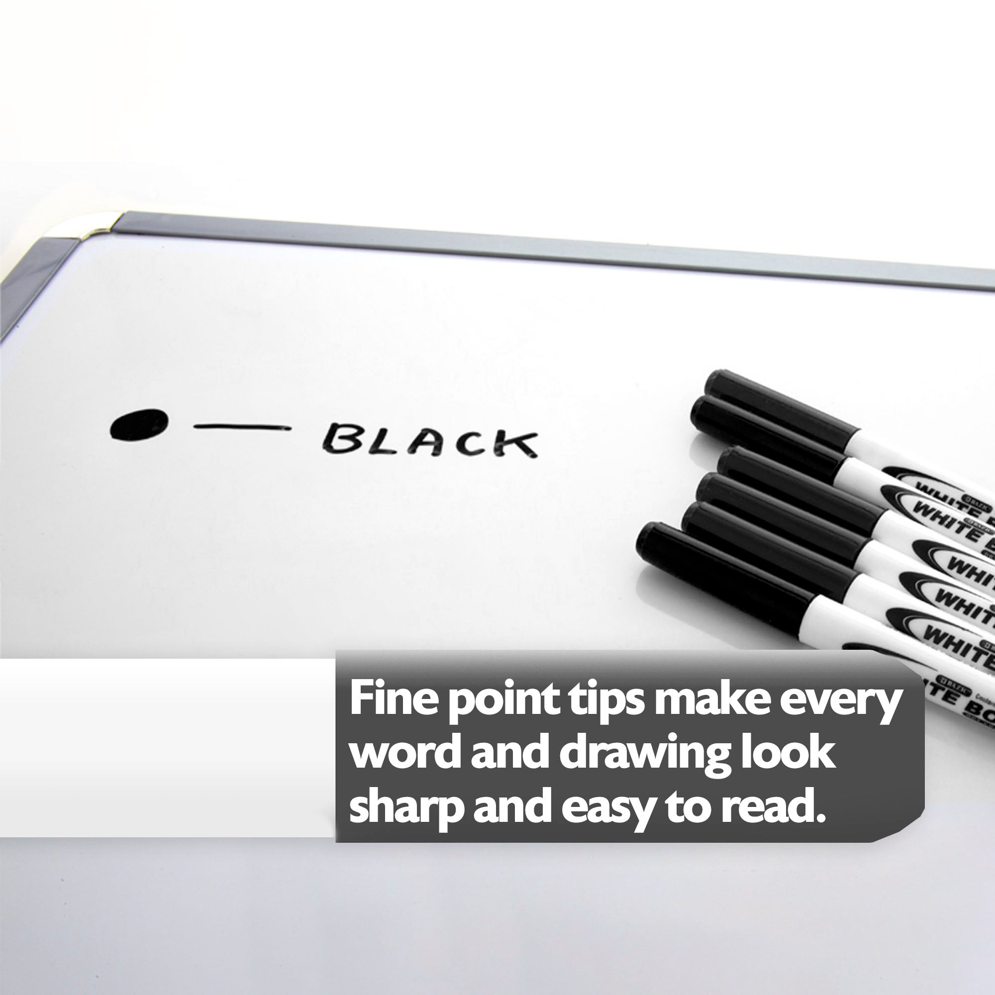 Black Dry Erase Markers, Fine Tip, 12 Count
