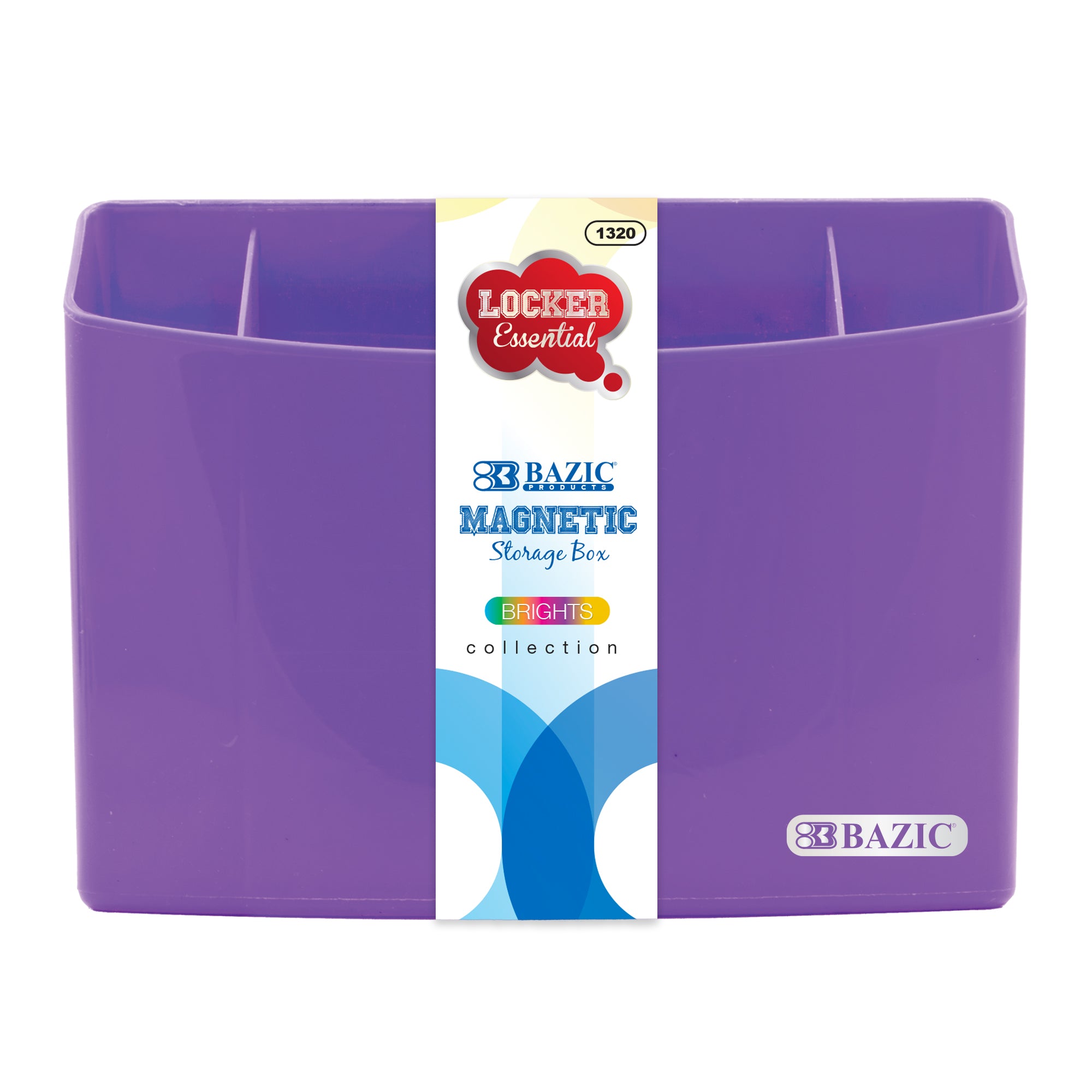 Magnetic Storage Box, 3 Compartments, Assorted Colors