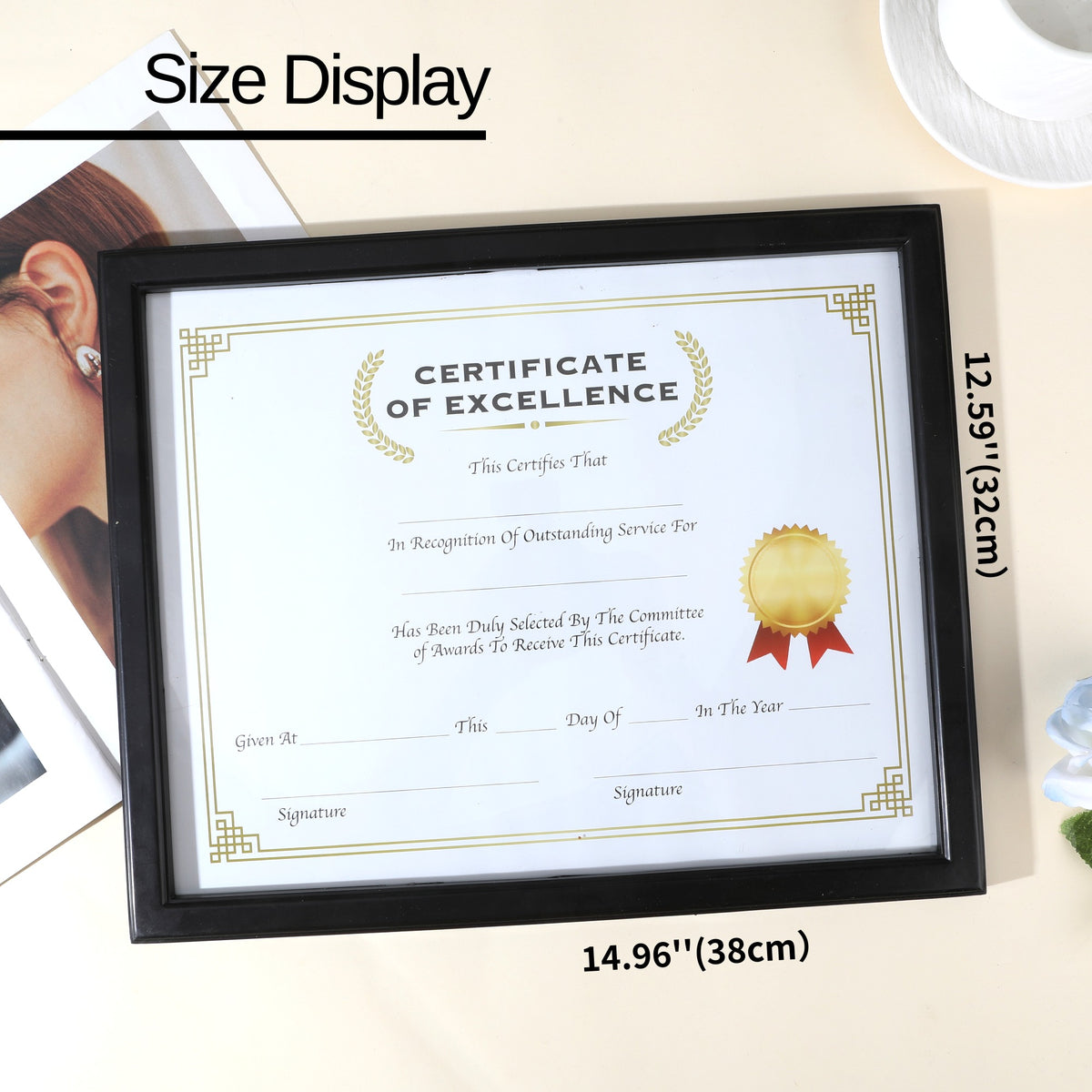 Certificate Frame with Glass Cover, 11 x 14 in, Black