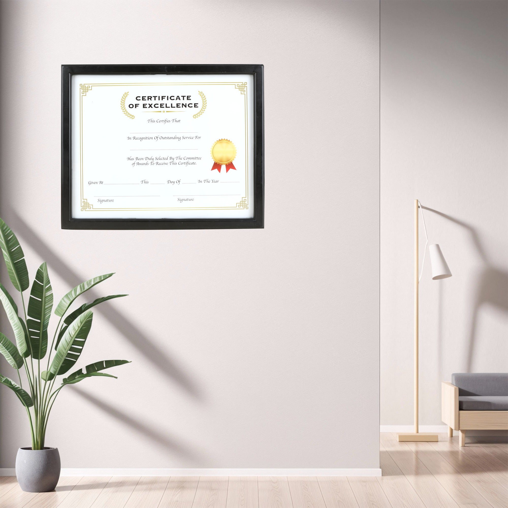 Certificate Frame with Glass Cover, 11 x 14 in, Black
