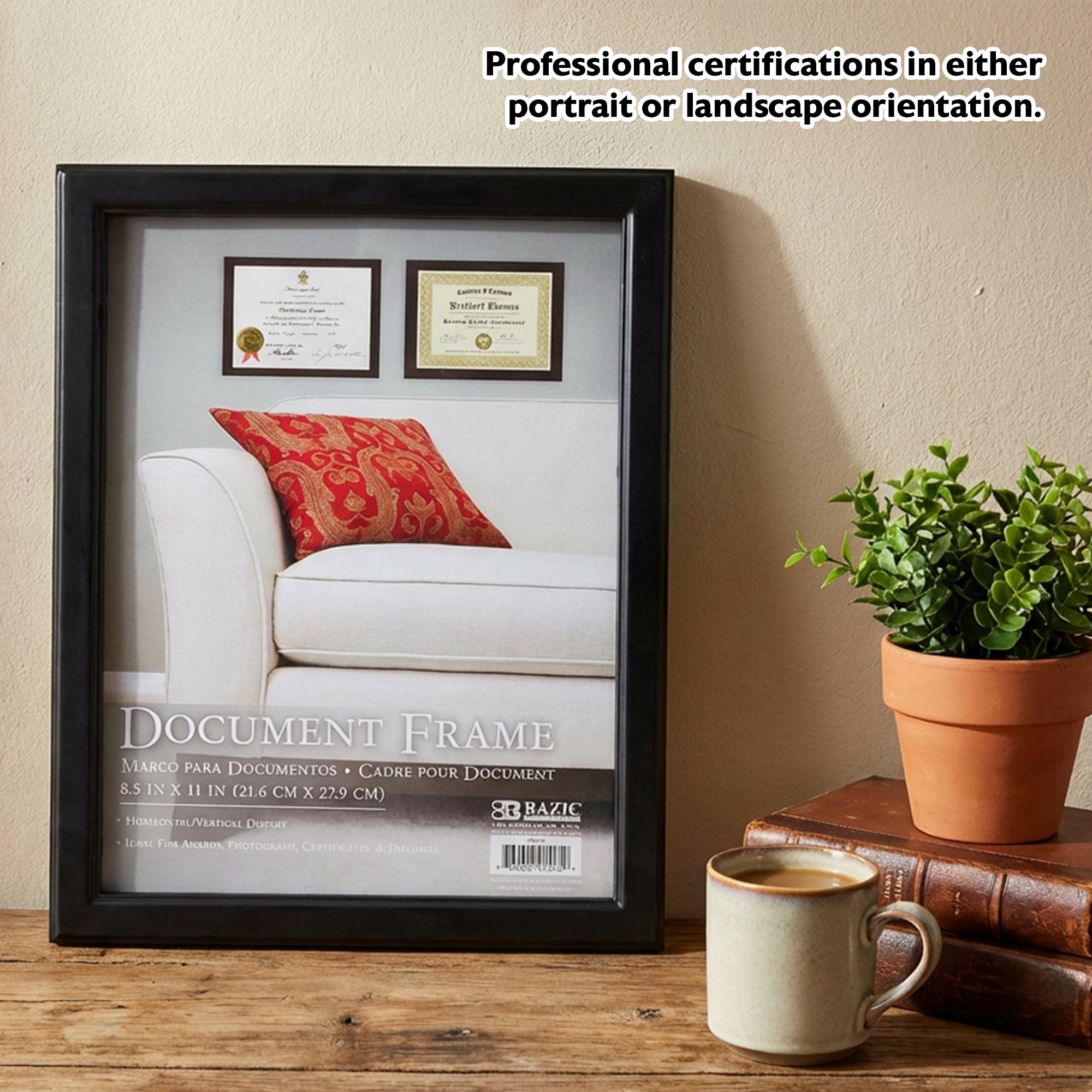 8.5in x 11in Multipurpose Document Frame with Glass Cover