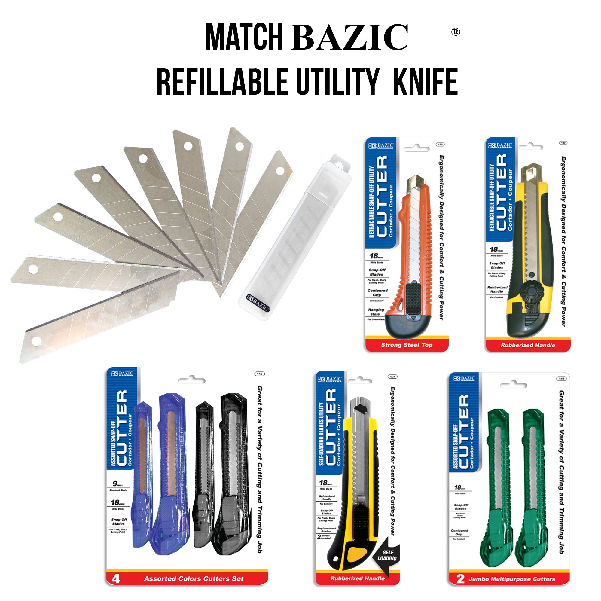 18 Mm Snap-Off Replacement Blades, 8 Count