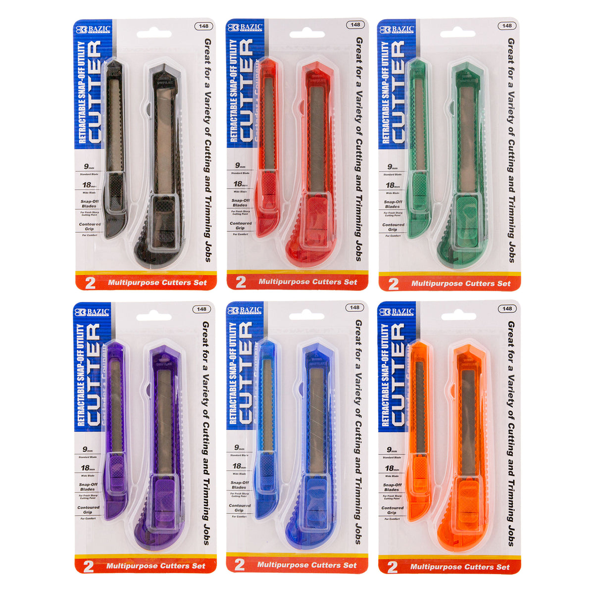 BAZIC 9 mm and 18 mm Snap-Off Utility Knife Set