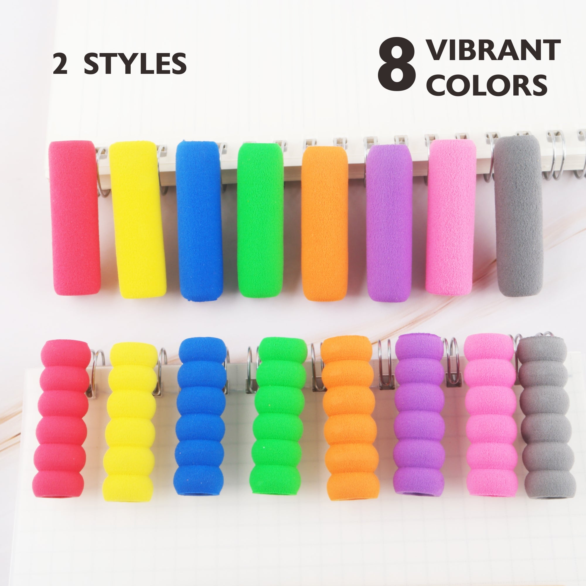 Foam Pencil Grips, Assorted, 8 Count, Soft Foam Cushion