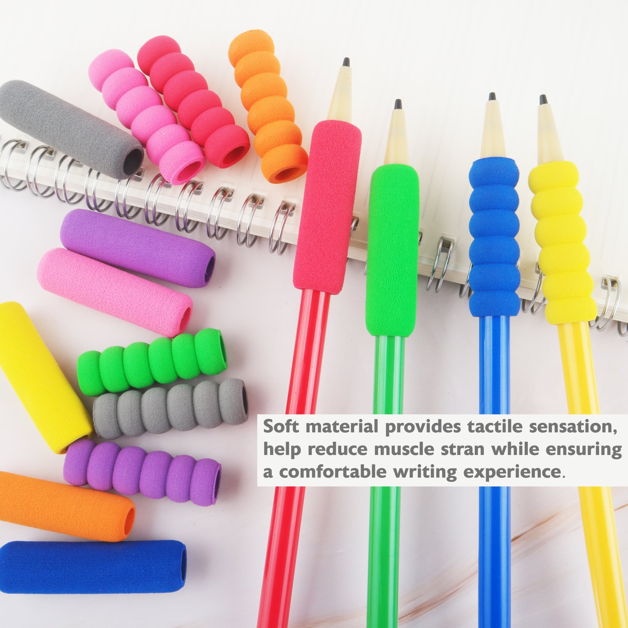 Foam Pencil Grips, Assorted, 8 Count, Soft Foam Cushion
