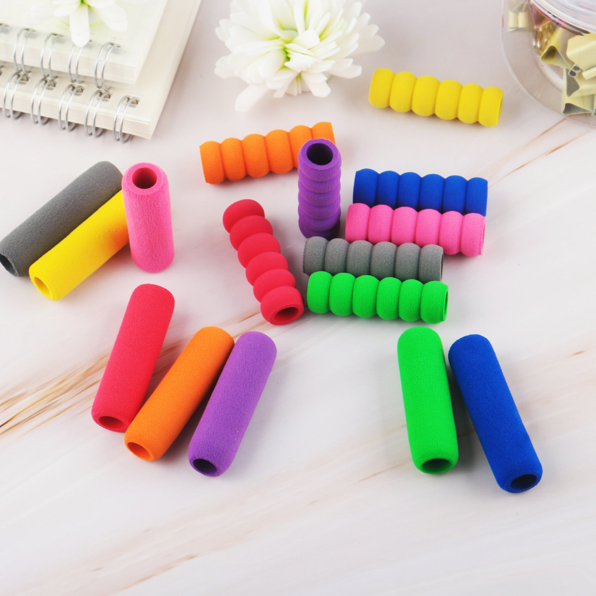 Foam Pencil Grips, Assorted, 8 Count, Soft Foam Cushion
