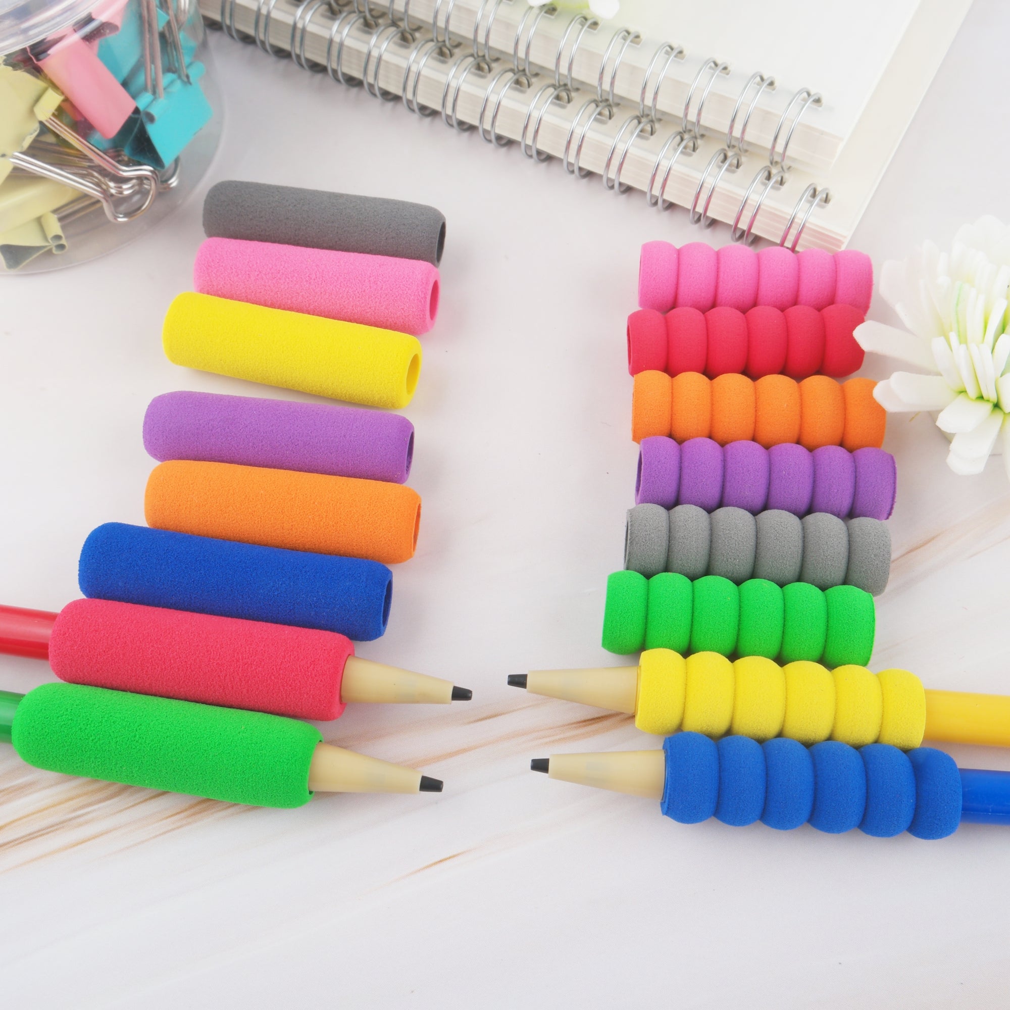 Foam Pencil Grips, Assorted, 8 Count, Soft Foam Cushion