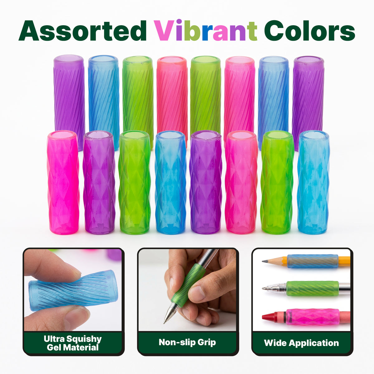 Gel Pencil & Pen Grips, Assorted