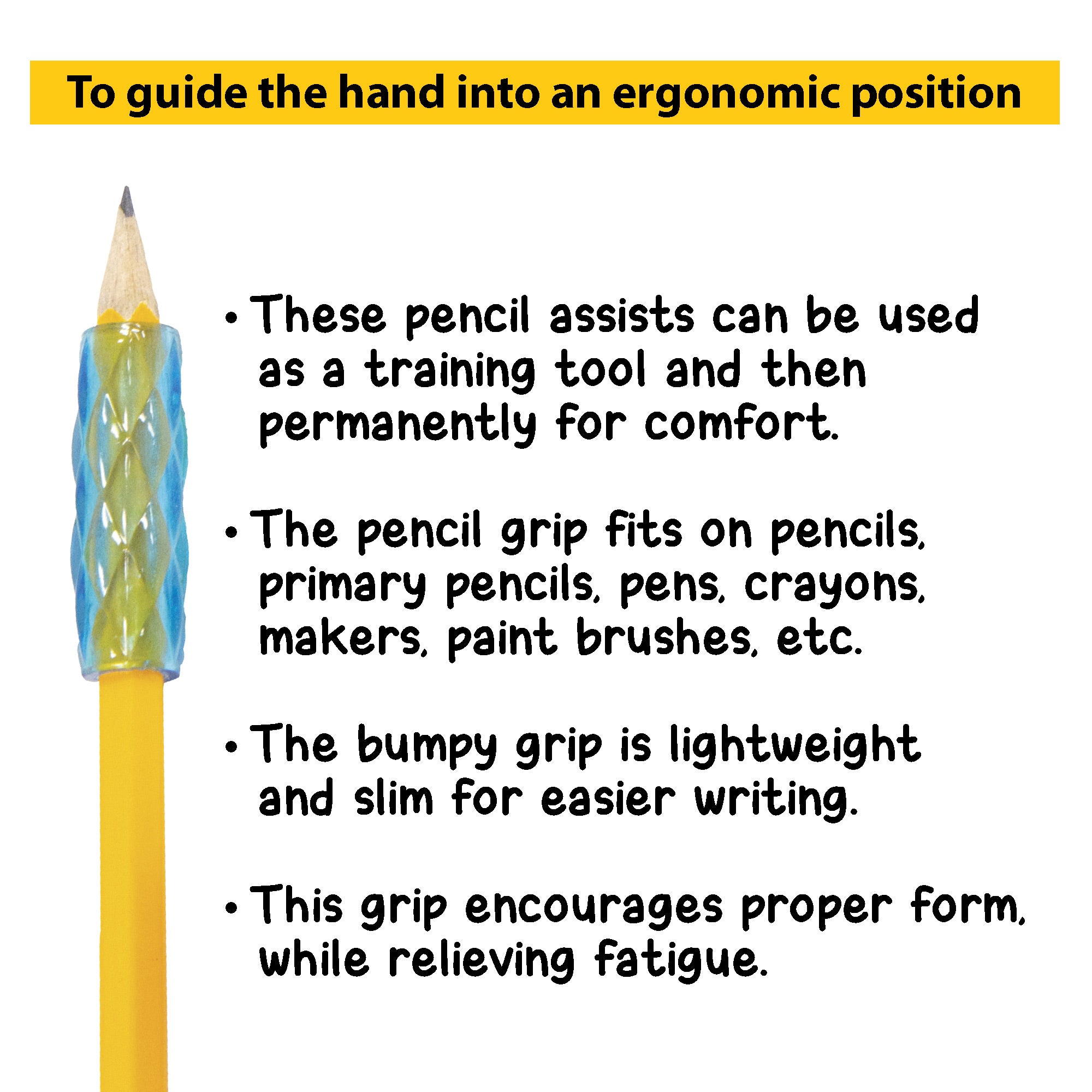 Pencil Grips, Assorted Colors, 8-Count