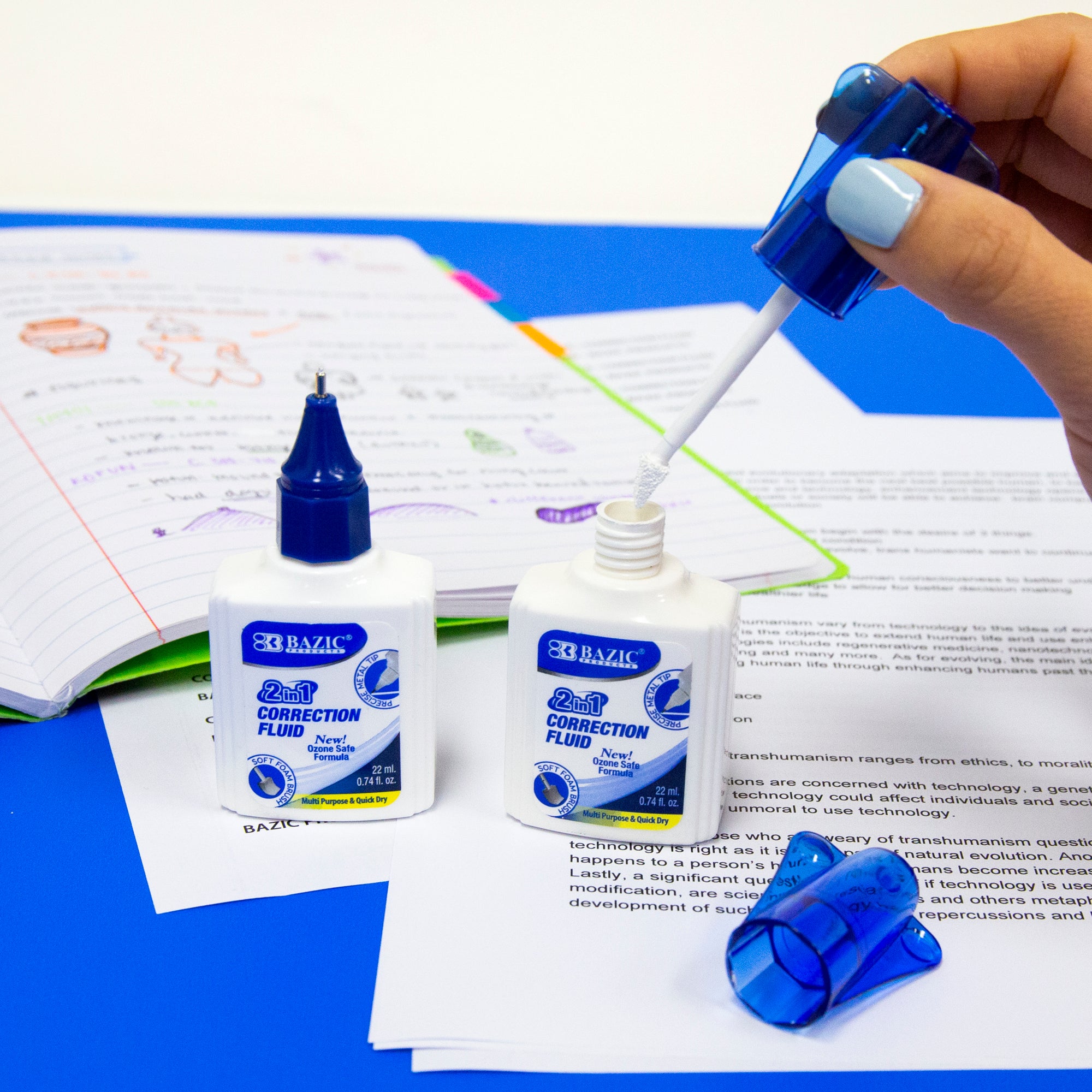 2-In-1 Correction Fluid, 0.74 fl oz, for School Office Edits