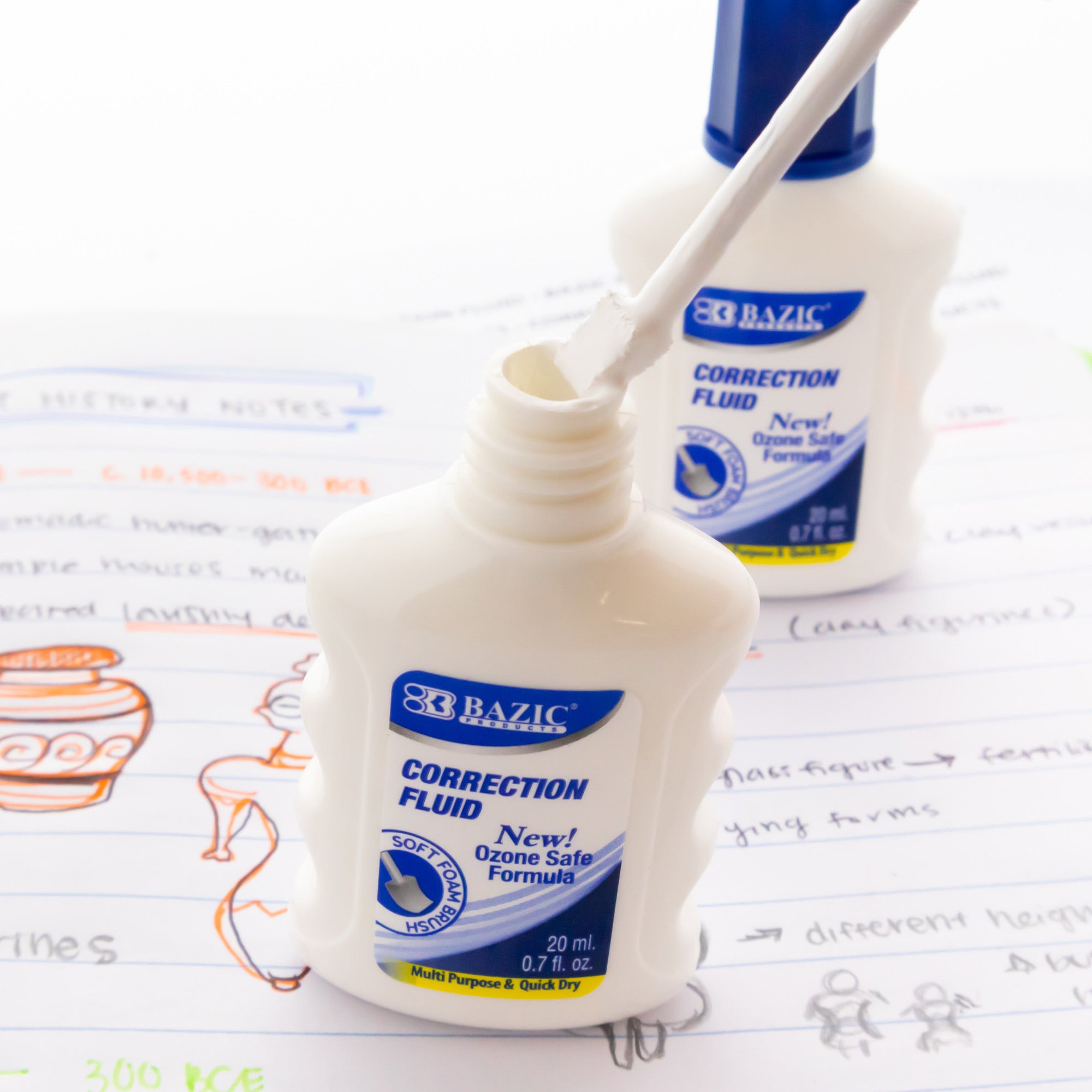 Correction Fluid w/ Foam Brush, Fast-Dry White, 20mL