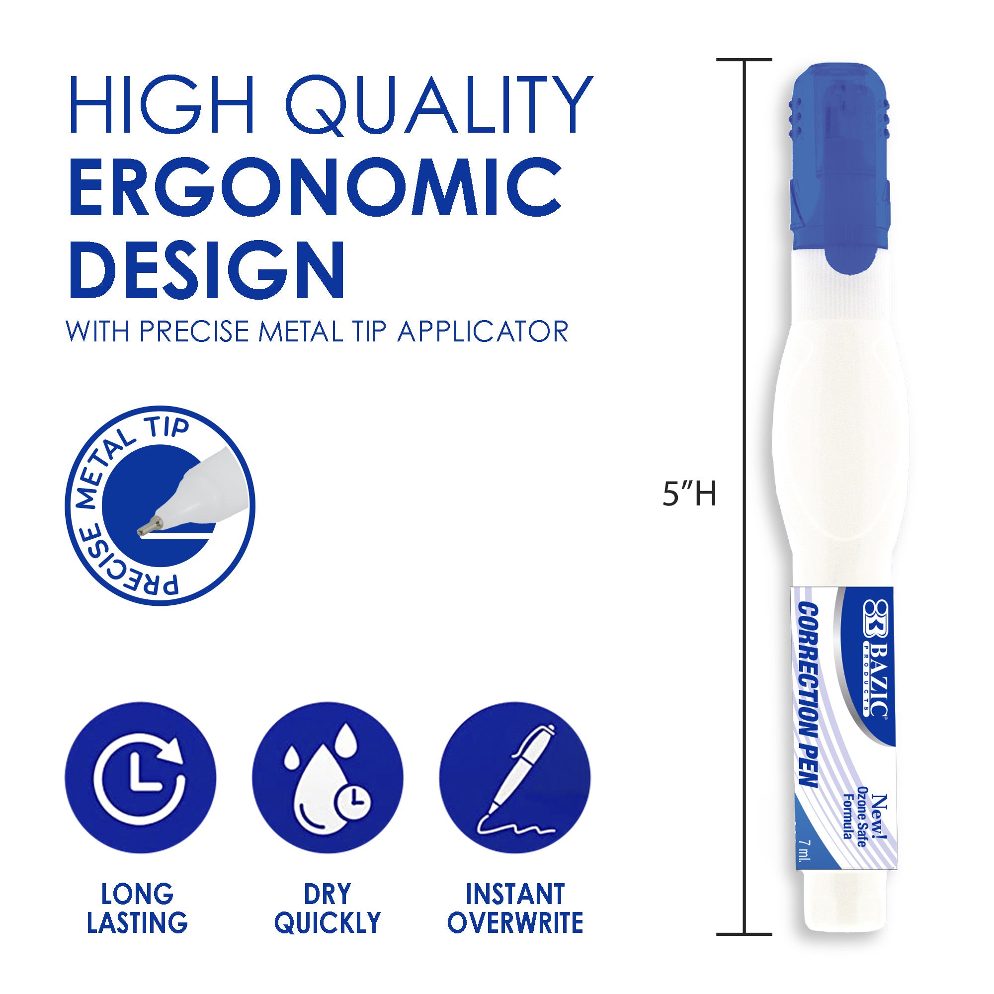 Correction Pen, Metal Tip, 2 Count