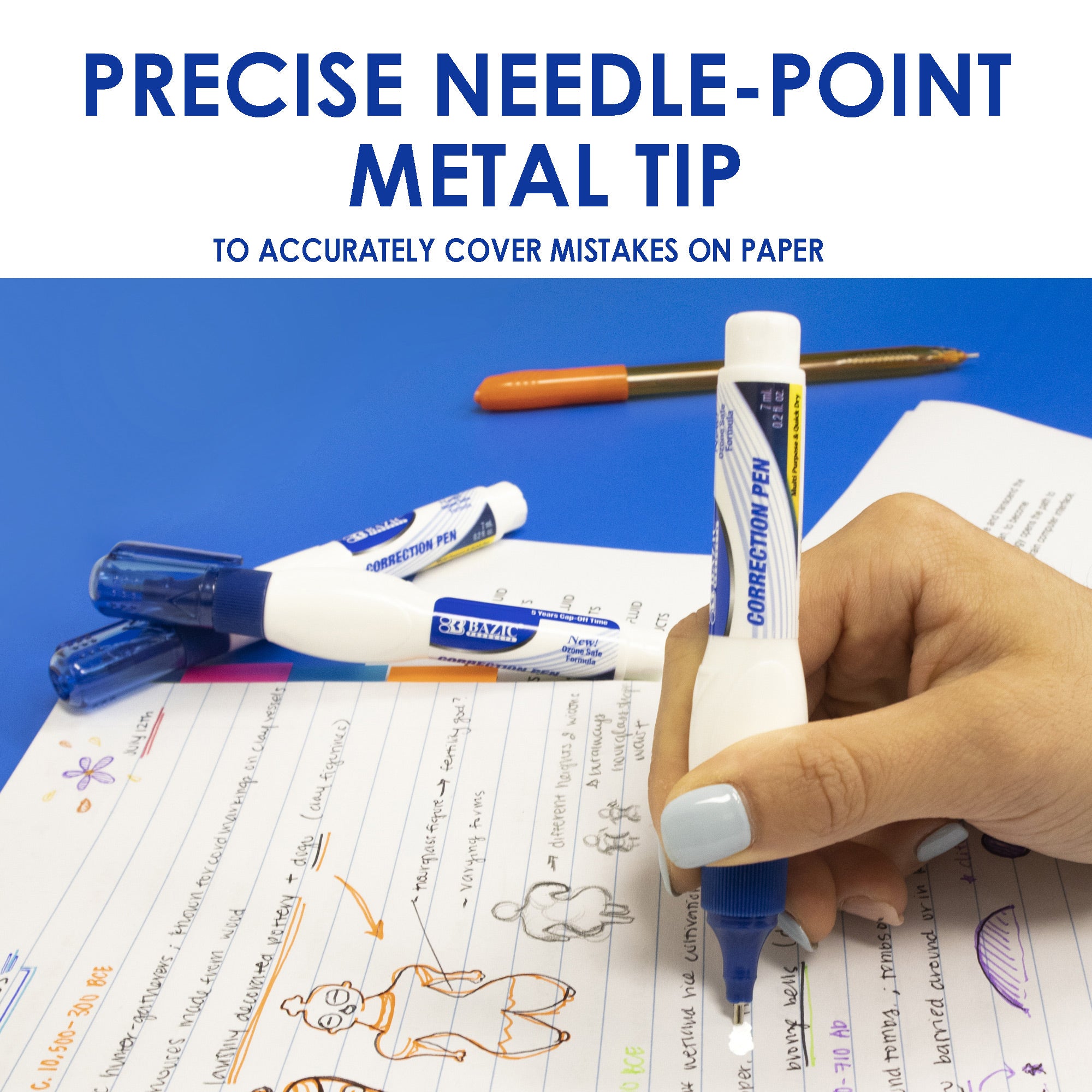Correction Pen, Metal Tip, 2 Count