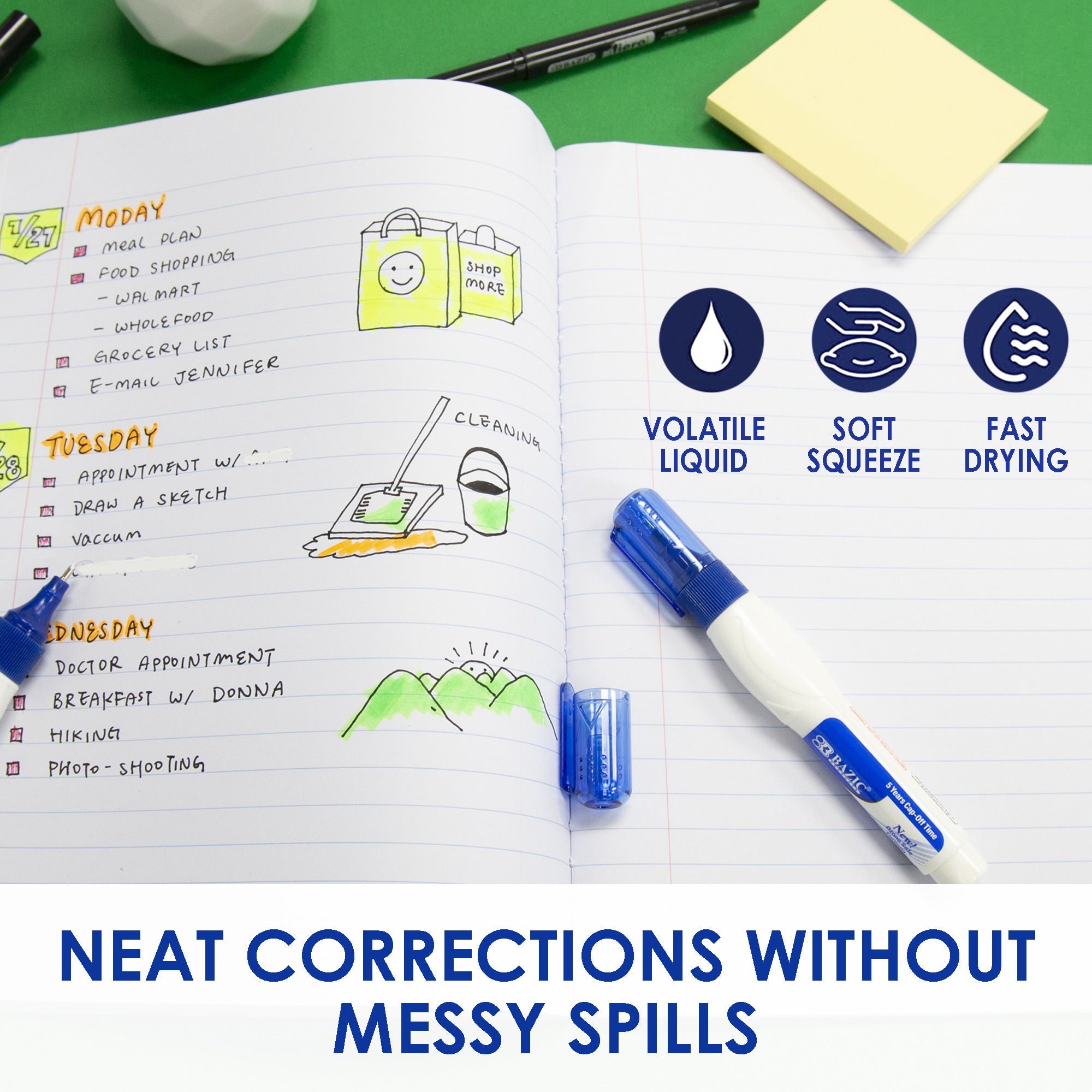 Correction Pen, Metal Tip, 2 Count