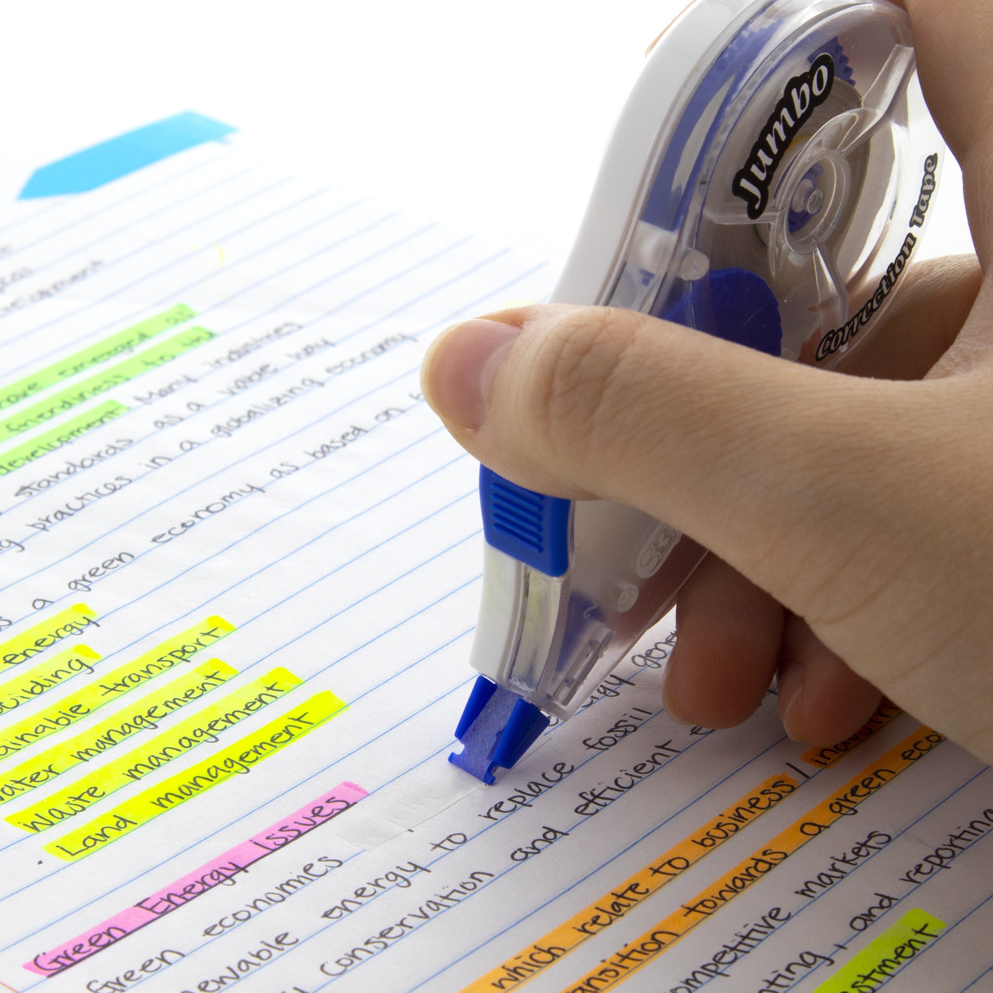 Jumbo Correction Tape, 5 mm x 394 in, Dry White Film