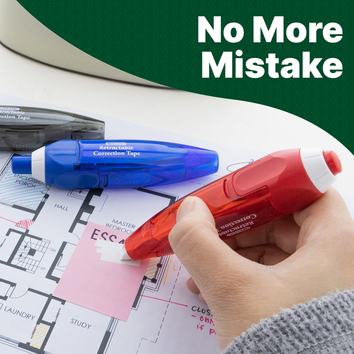 Retractable Correction Tape, 5mm x 236 in