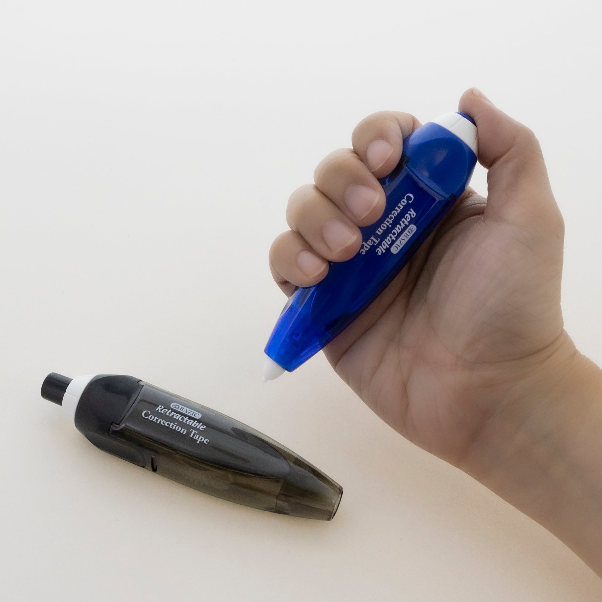 Retractable Correction Tape, 5 mm x 196 in, Dry White Film