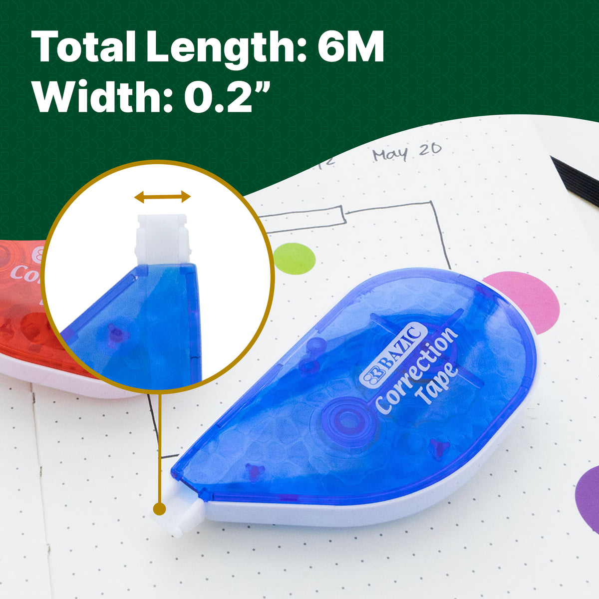Crystal Correction Tape, 5 mm x 236 in, Dry White Film