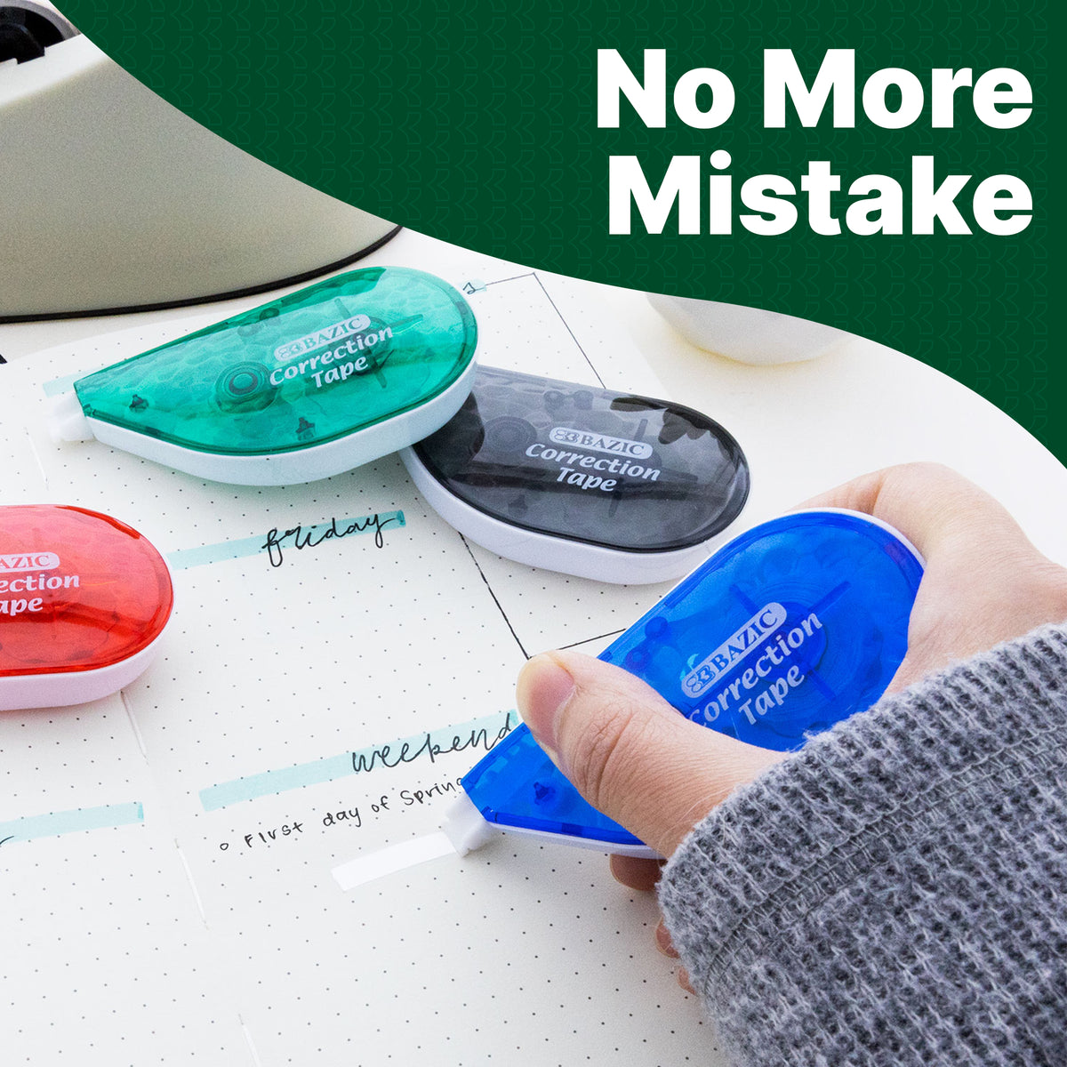 Crystal Correction Tape, 5 mm x 236 in, Dry White Film
