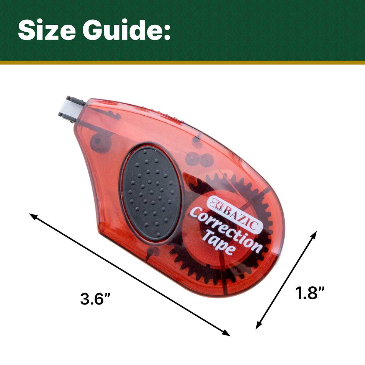 Correction Tape with Grip, 5 mm x 236 in, Dry White Film