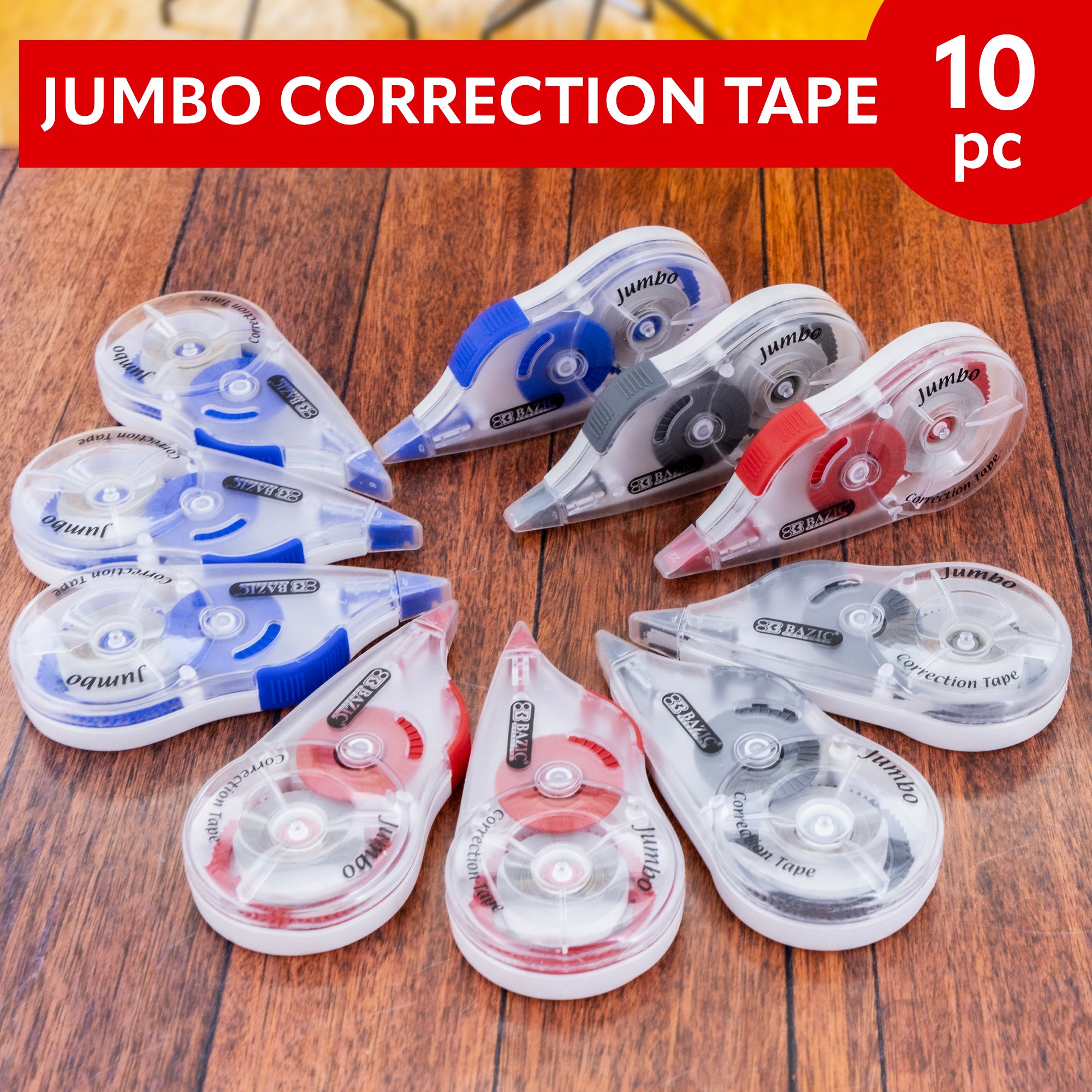 Jumbo Correction Tape, 5 mm x 394 in, 10 Count