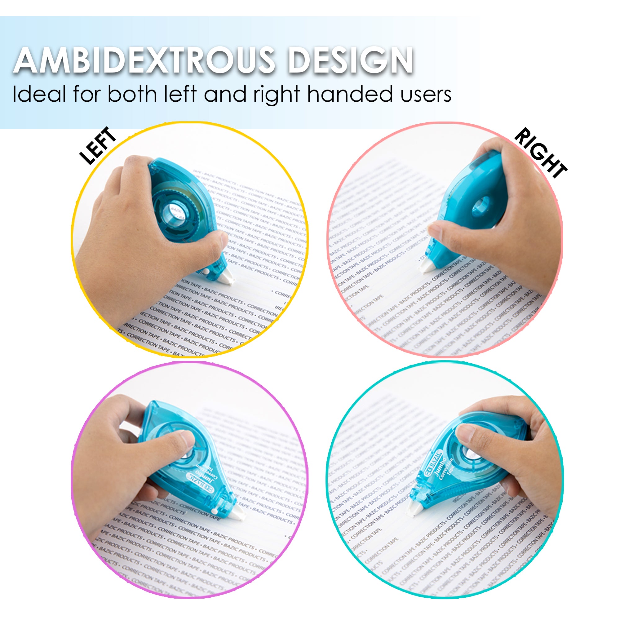 Jumbo Two-Way Correction Tape, 5 mm x 394 in, Dry White Film