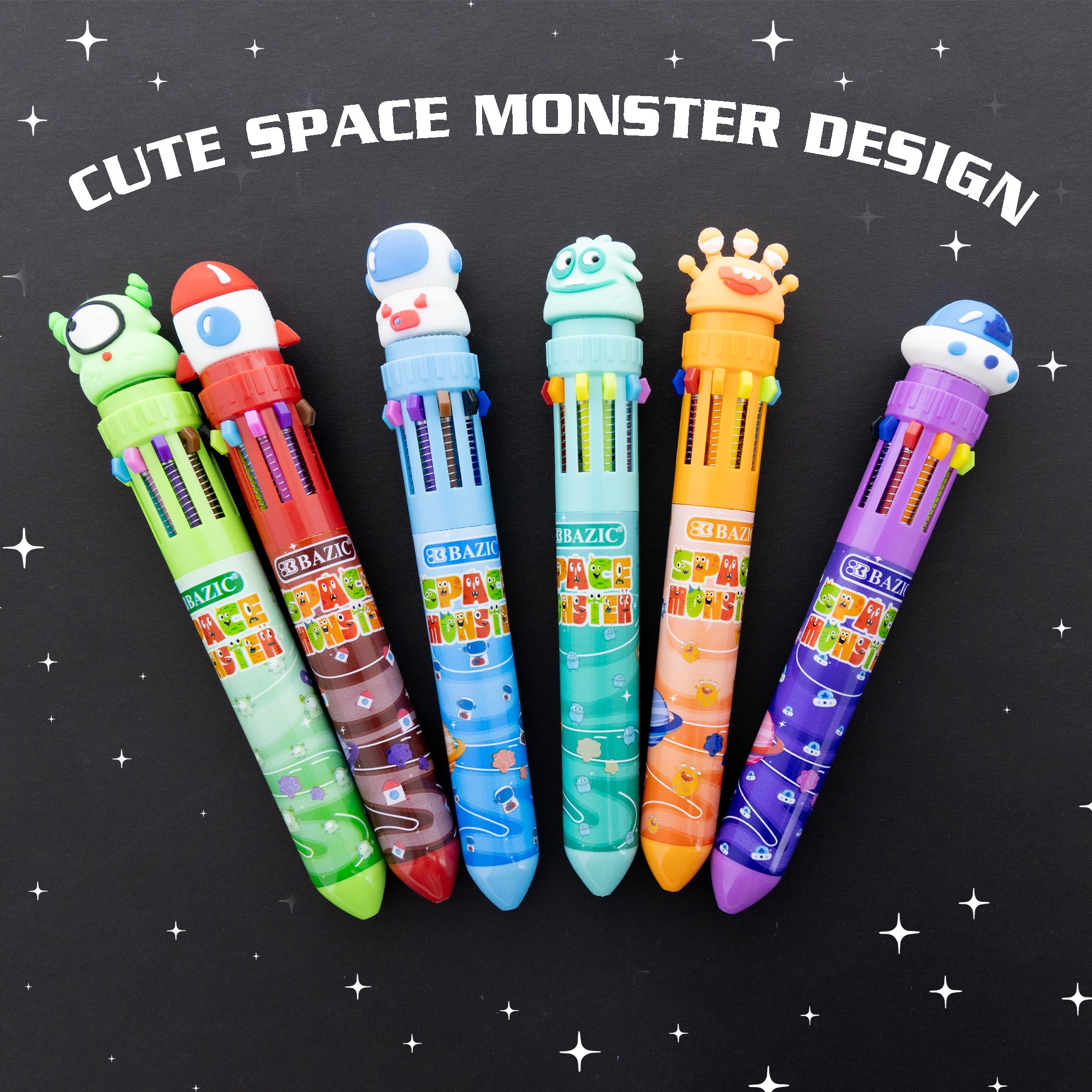 10-Color Retractable Ballpoint Pens, 1.0 mm Medium