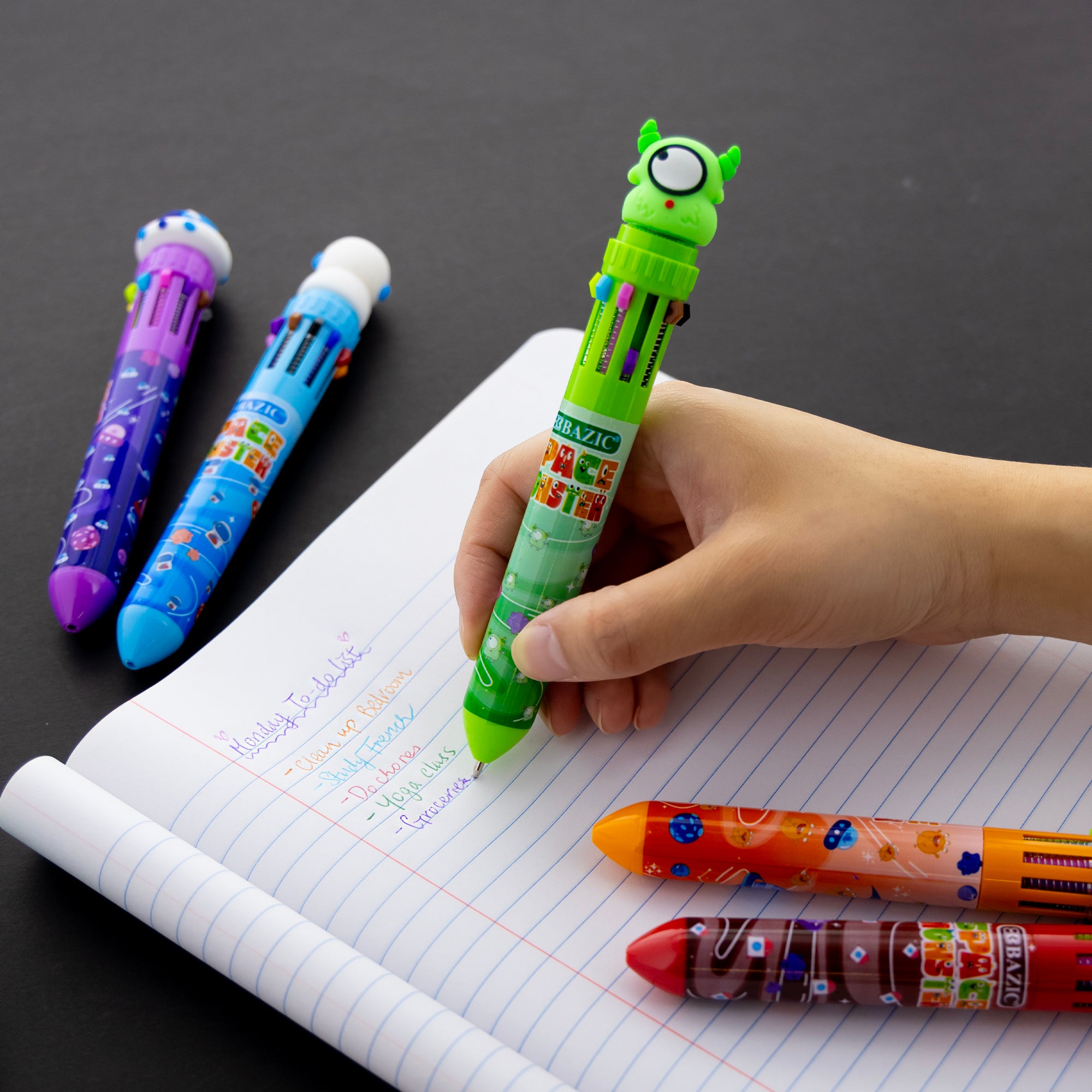 10-Color Retractable Ballpoint Pens, 1.0 mm Medium