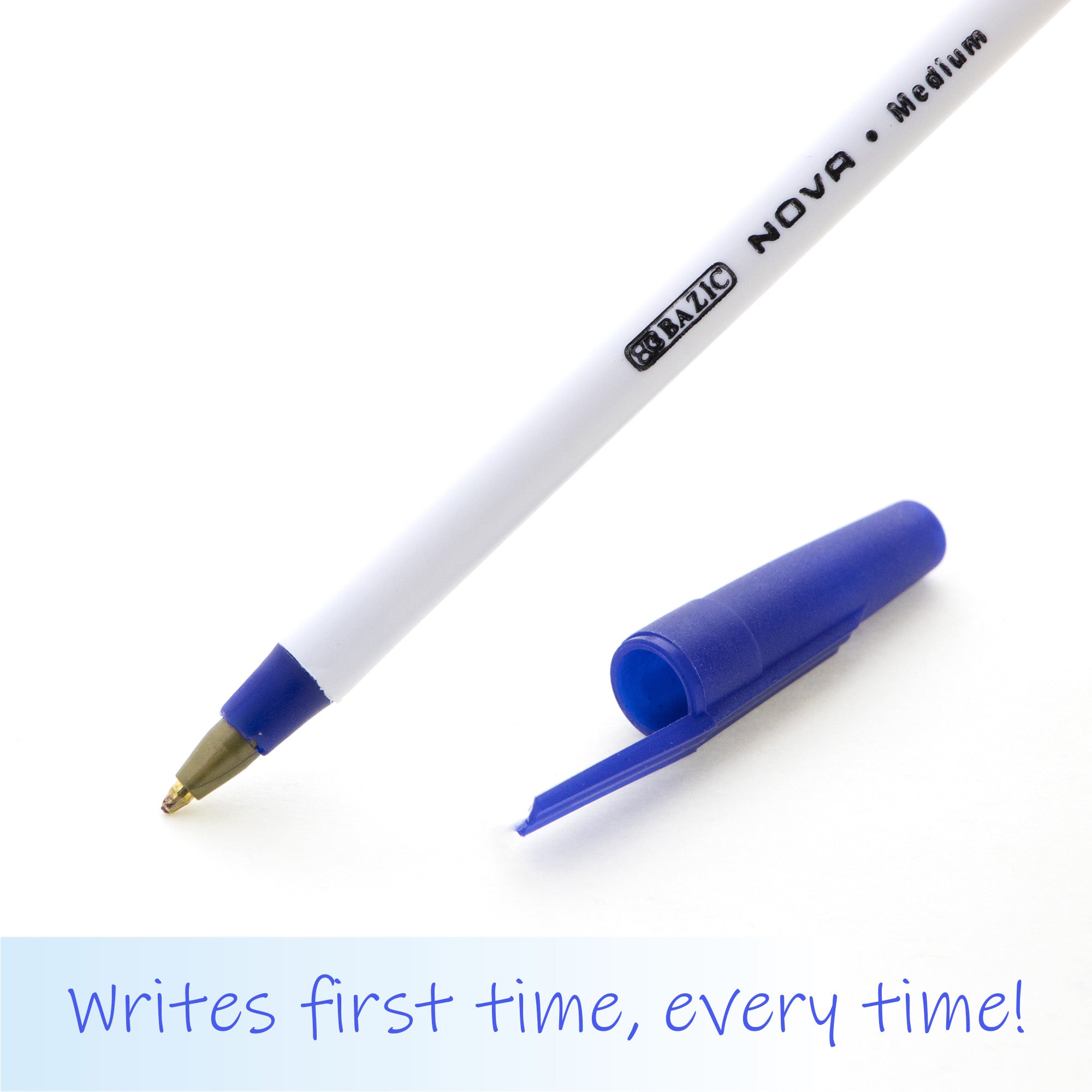 Nova Blue Stick Ballpoint Pens, 1.0 mm Medium, 12 Count