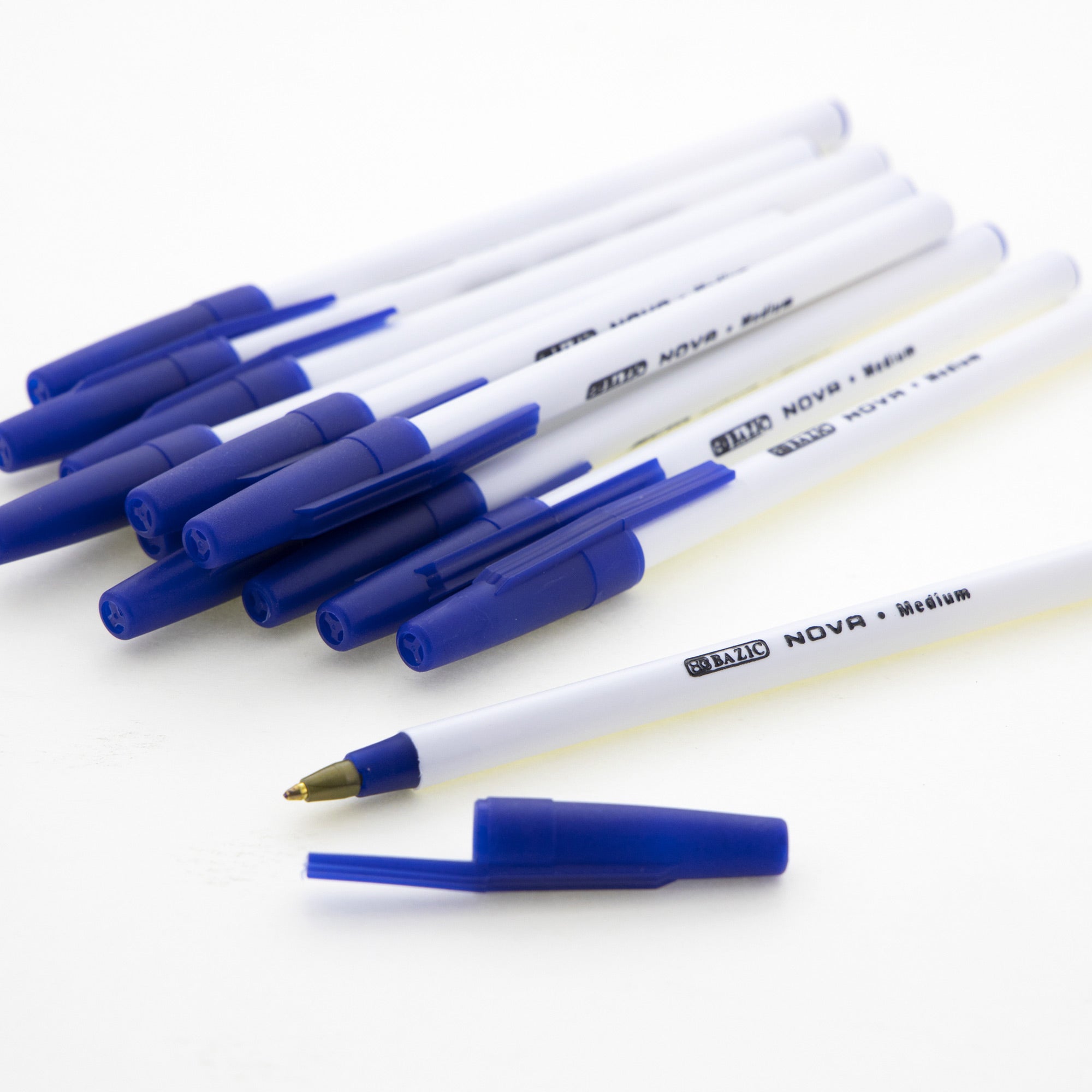 Nova Blue Stick Ballpoint Pens, 1.0 mm Medium, 12 Count