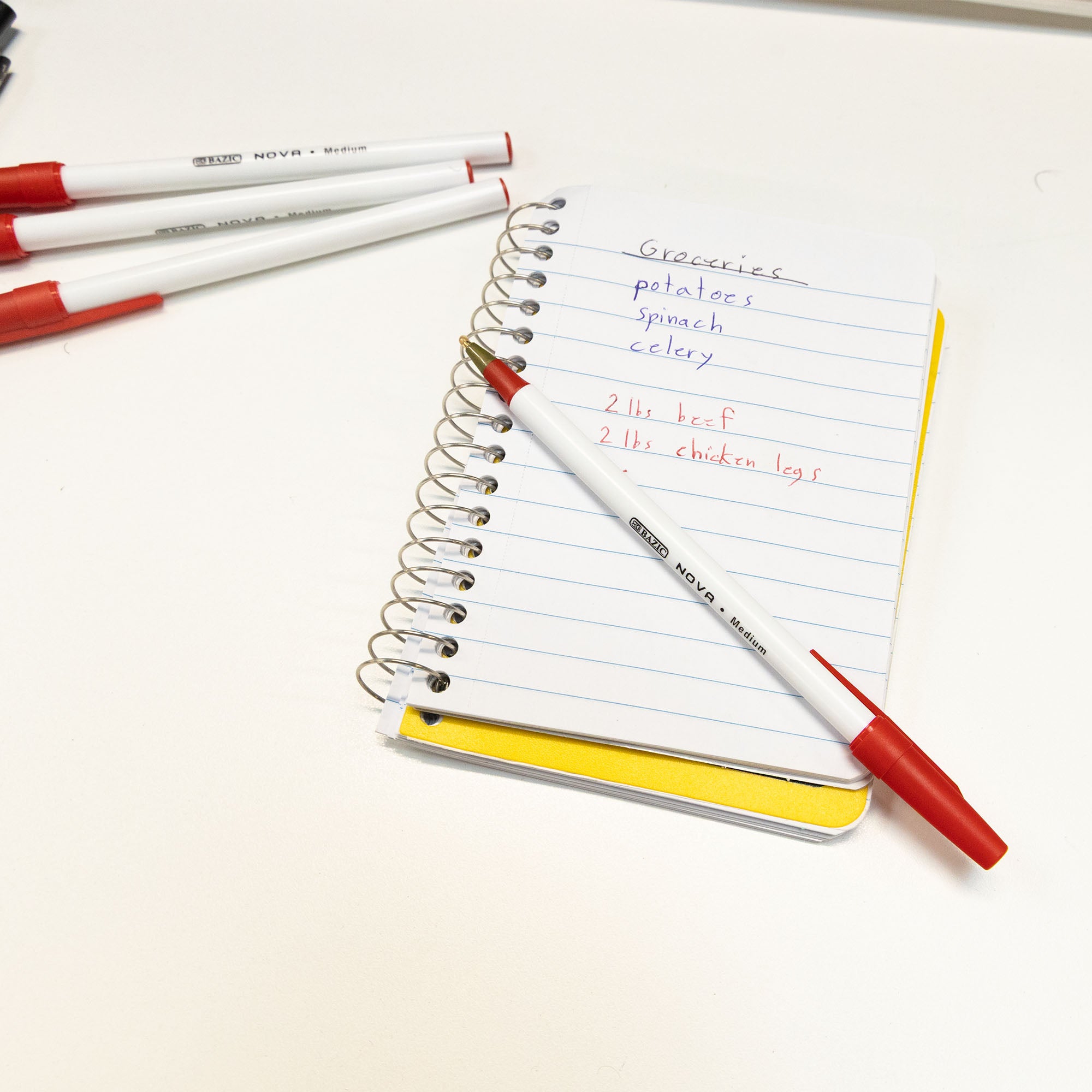 Nova Red Stick Ballpoint Pens, 1.0 mm Medium, 12 Count