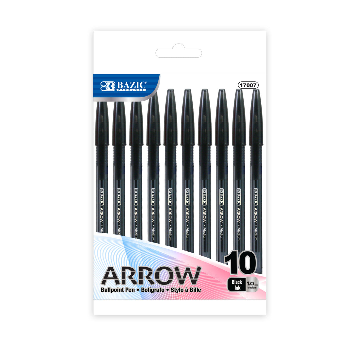 Arrow Black Stick Pen (10/Pack)