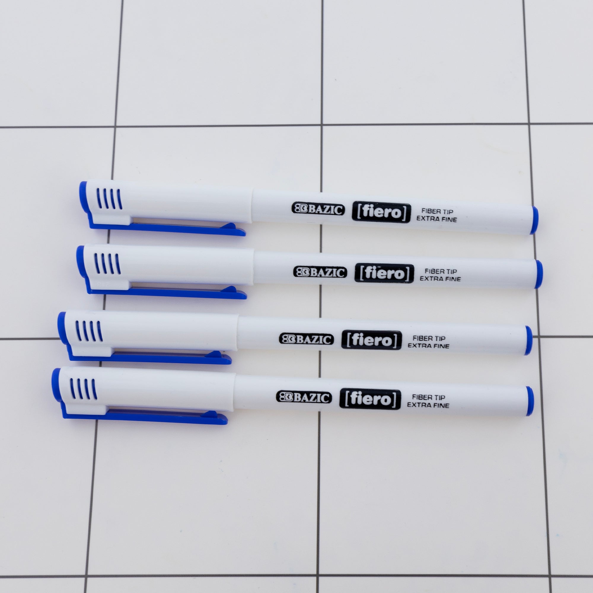 Fiero Blue Fiber Tip Pens, Extra Fine, 4 Count
