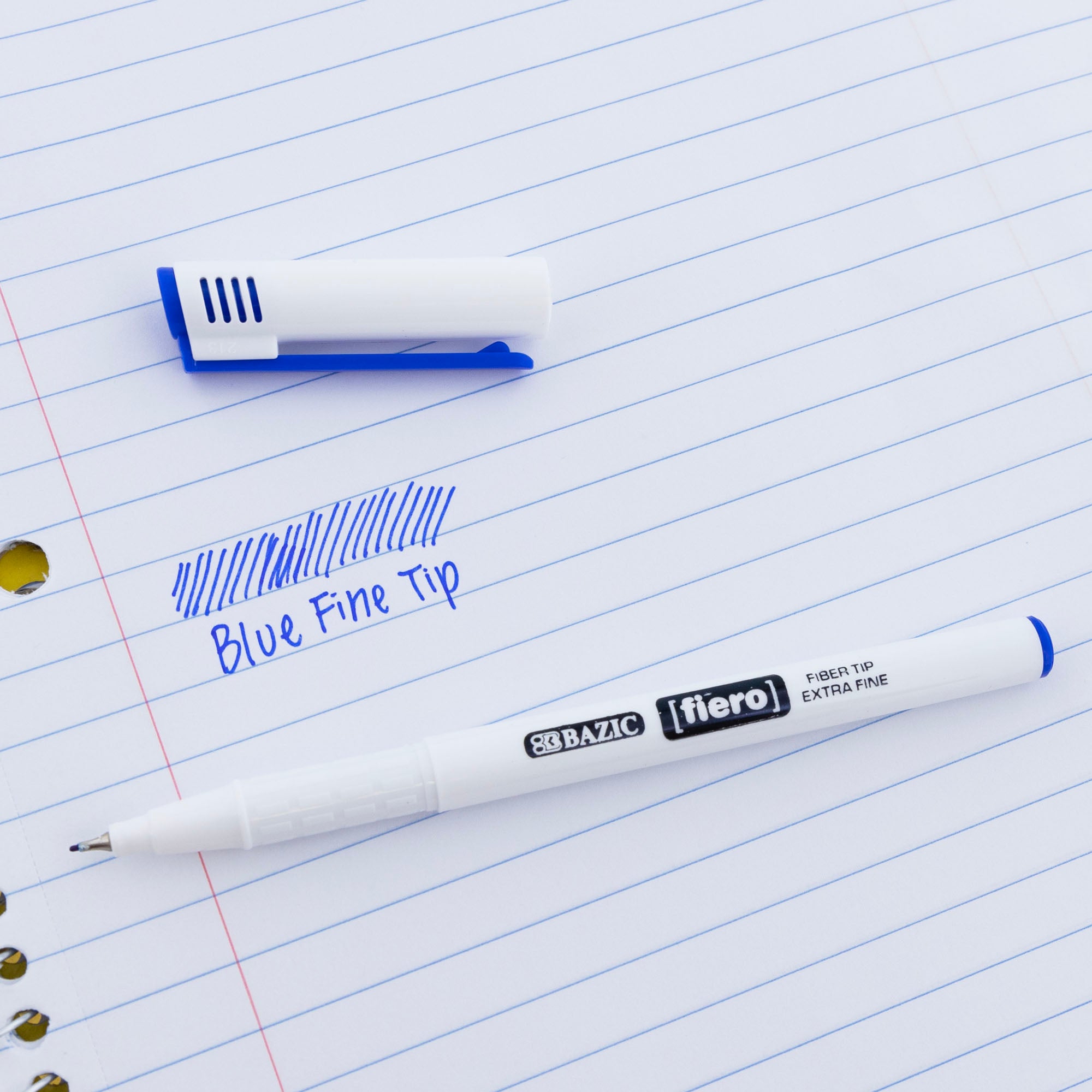 Fiero Blue Fiber Tip Pens, Extra Fine, 4 Count