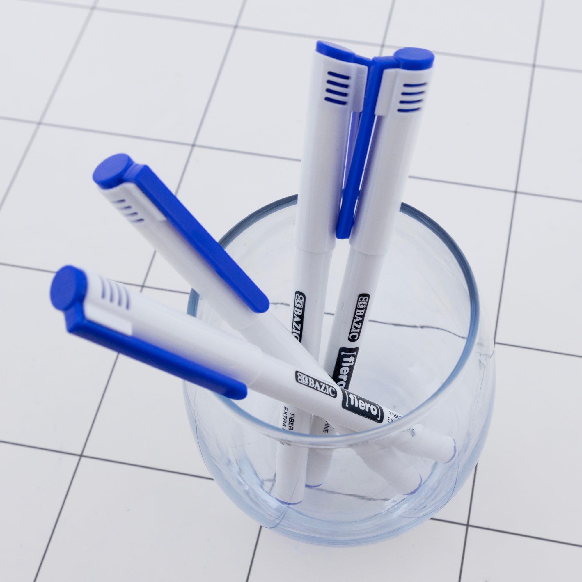 Fiero Blue Fiber Tip Pens, Extra Fine, 4 Count