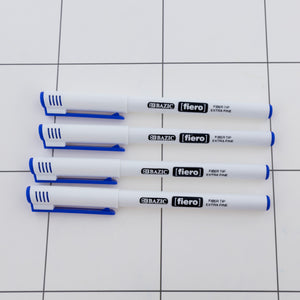 Fiero Blue Fiber Tip Fineliner Pen (4/Pack)