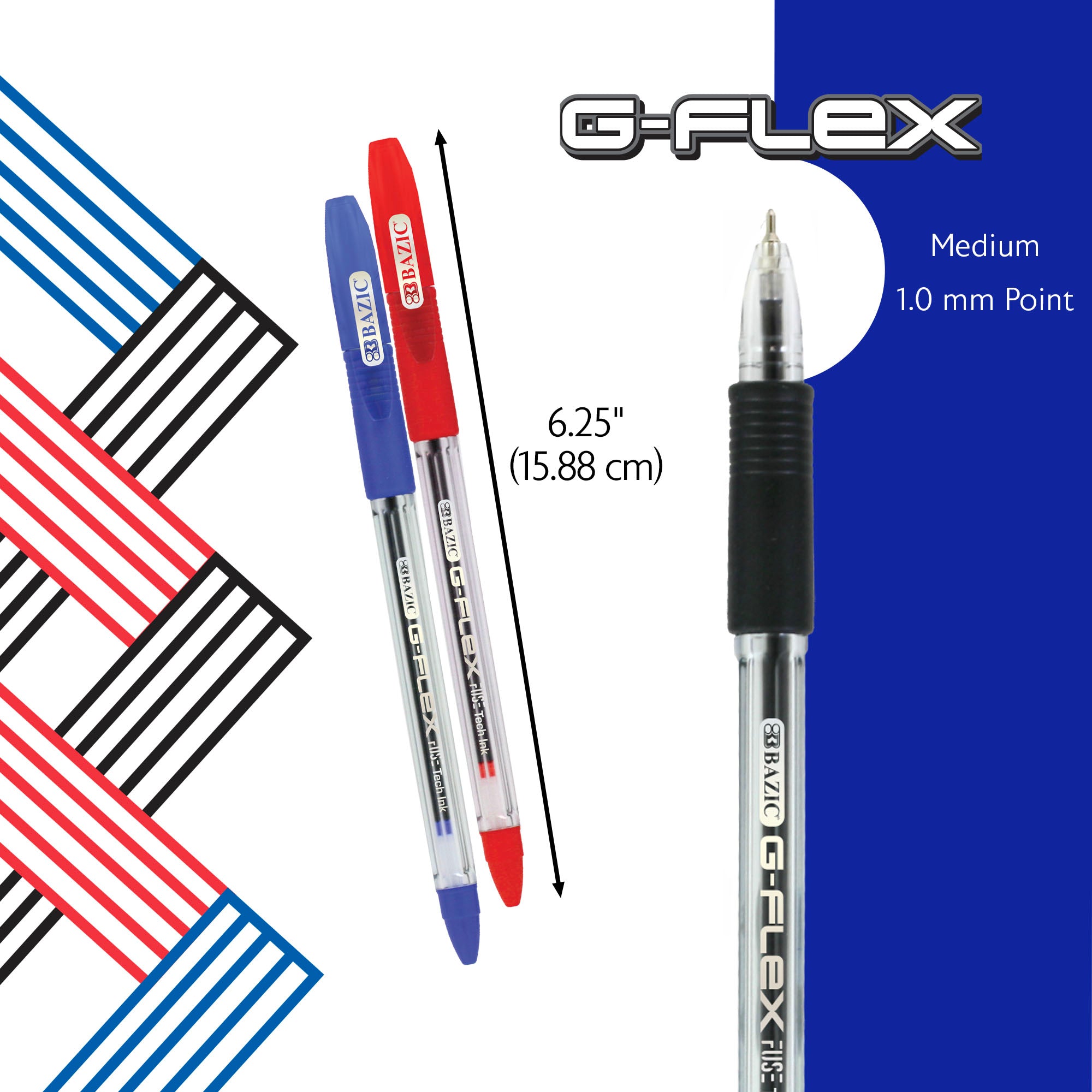 G-Flex Asst. Color FUSE Tech Ink Pen w/ Cushion Grip (4/Pack)
