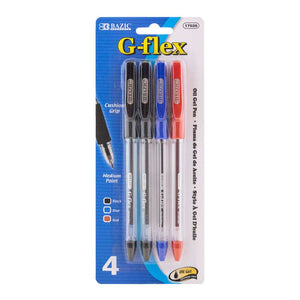 G-Flex Assorted Color Oil-Gel Ink Pen w/ Cushion Grip (4/Pack)