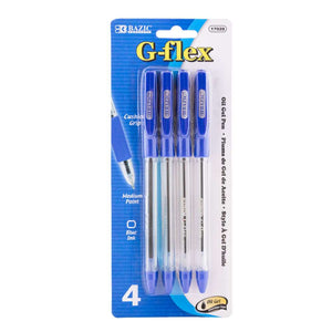 G-Flex Blue Oil-Gel Ink Pen w/ Cushion Grip (4/Pack)