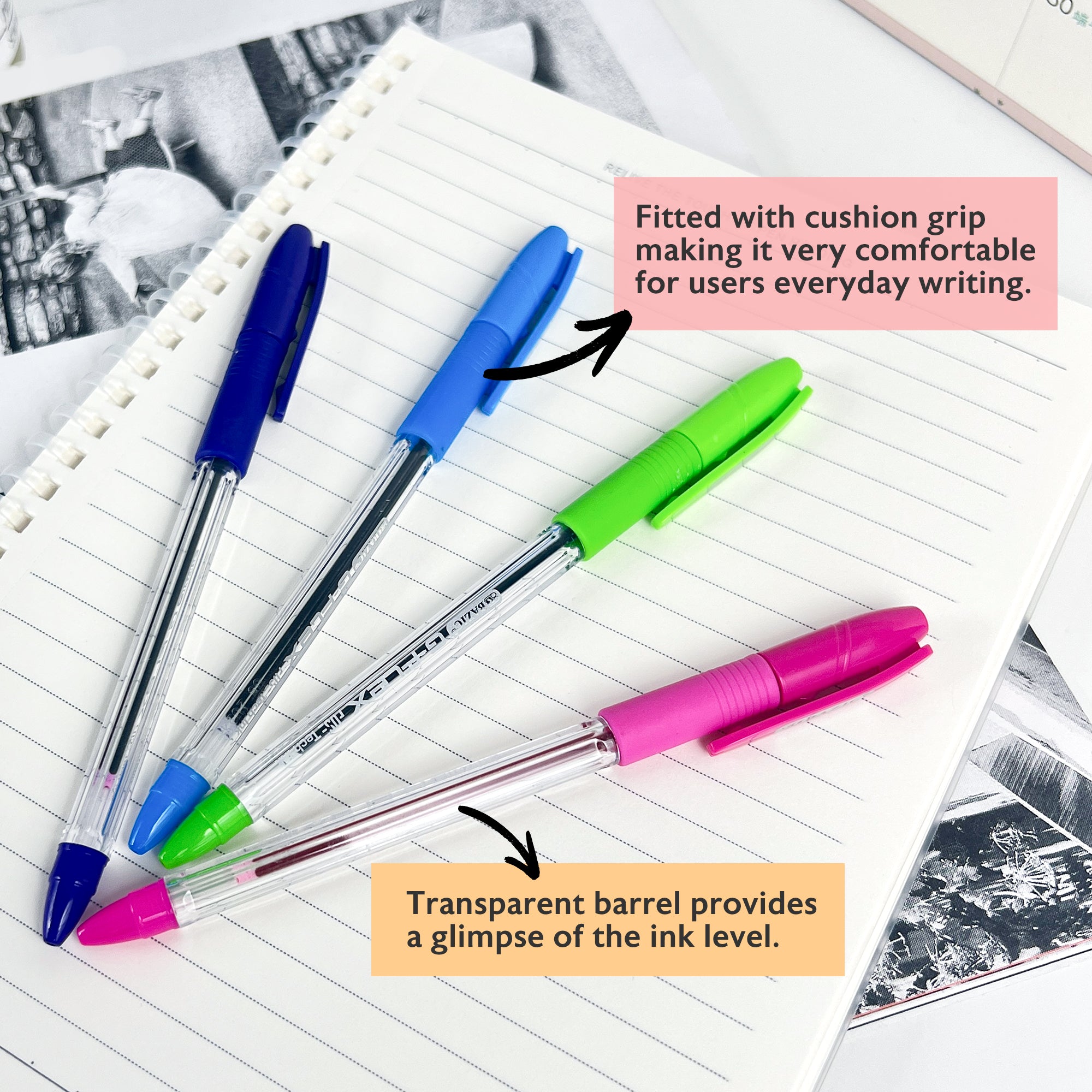 G-Flex 4-Color Ballpoint Pens, 1.0 mm Medium, Cushion Grip