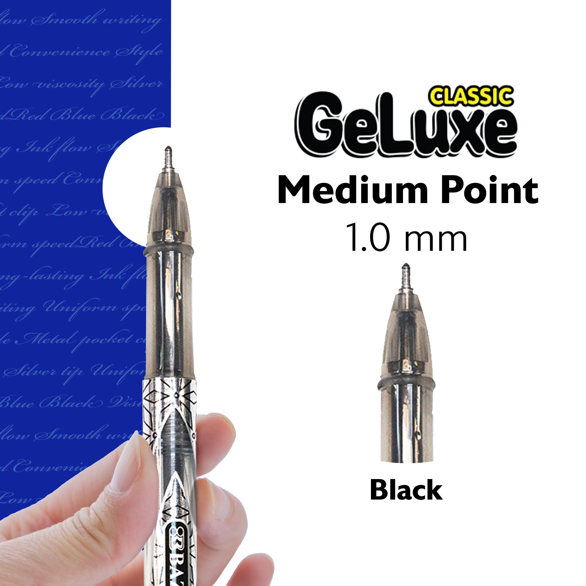 GeLuxe Black Rollerball Pens, 1.0 mm Medium, 6 Count