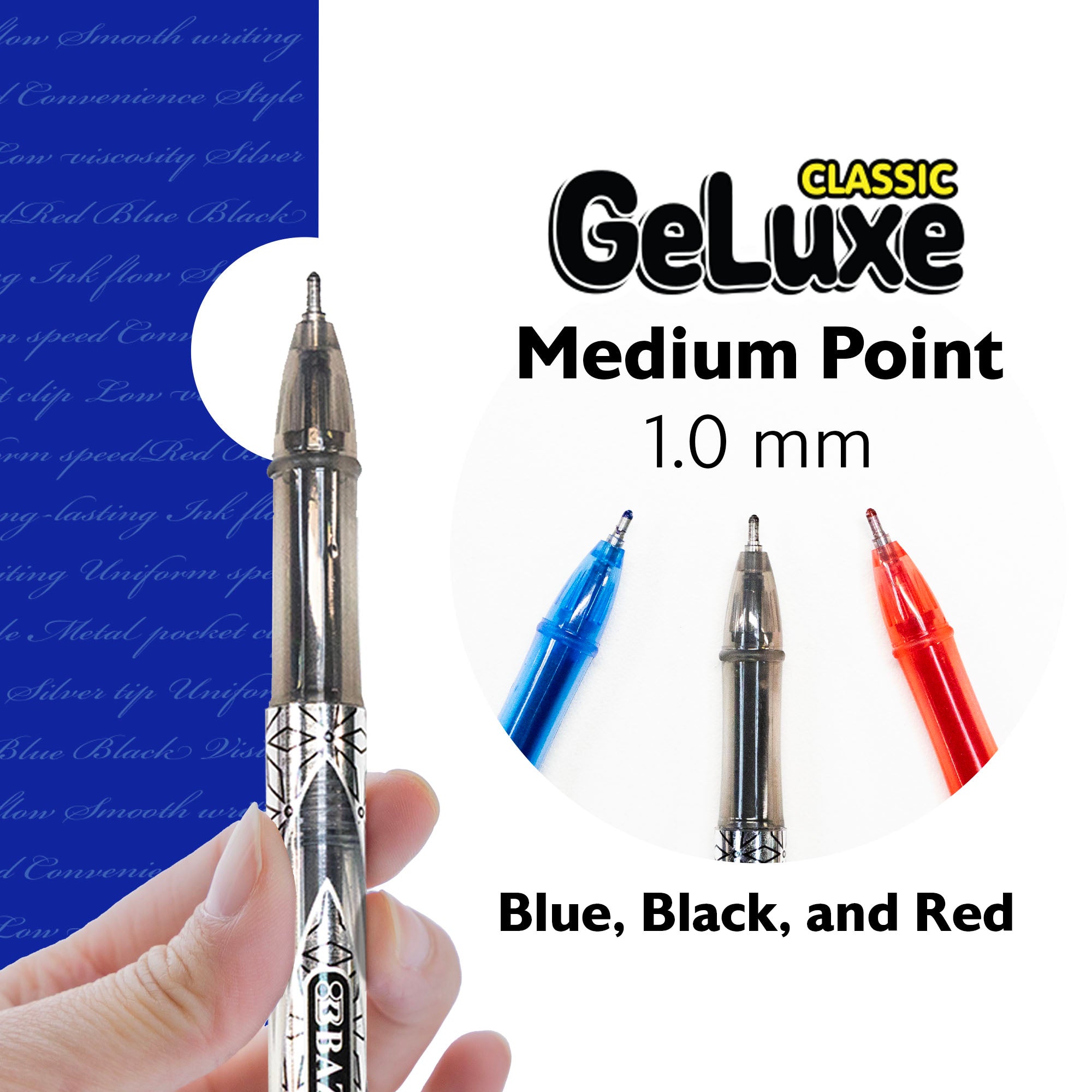 GeLuxe Assorted Rollerball Pens, 1.0 mm Medium, 6 Count
